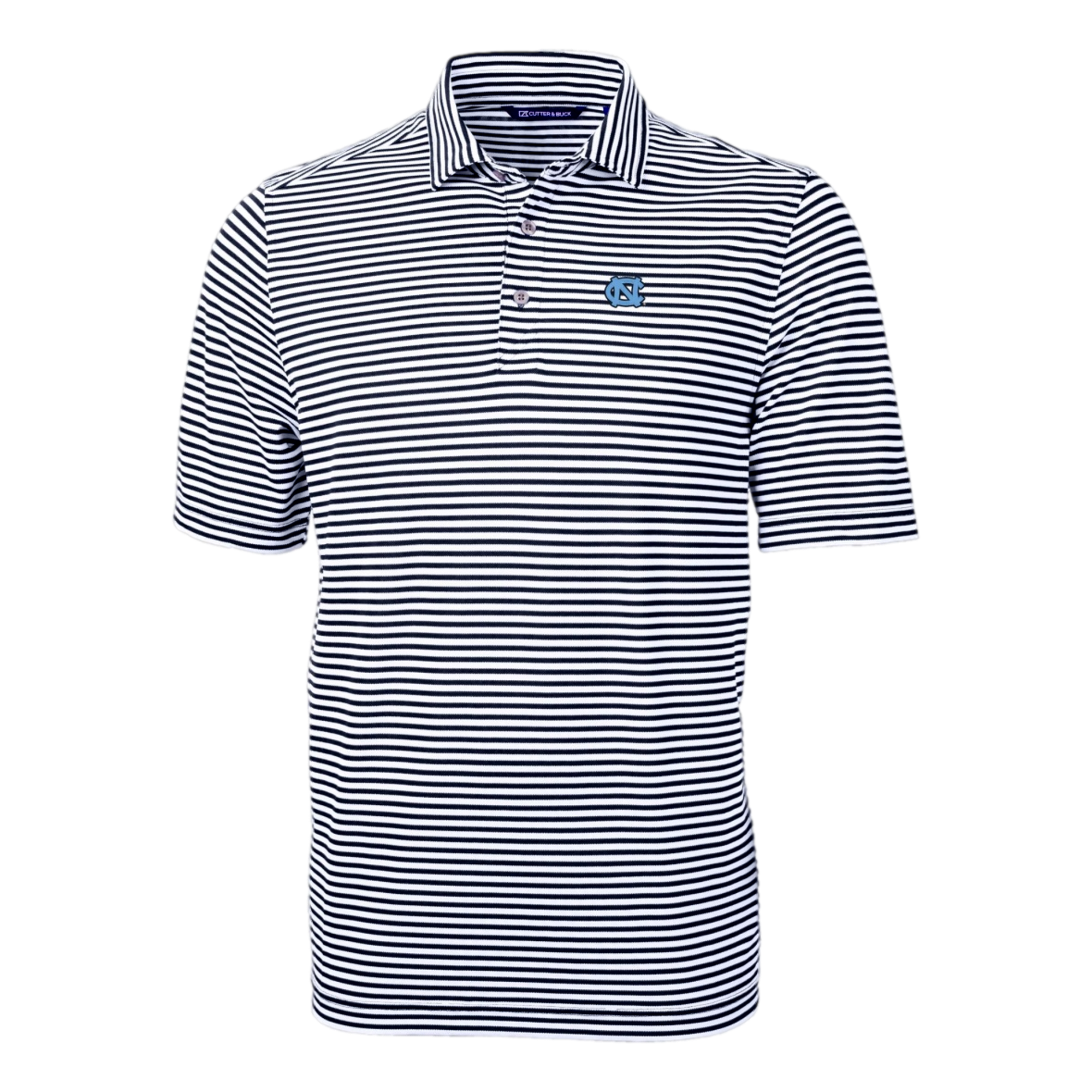 North Carolina Tar Heels Cutter & Buck Virtue Eco Pique Stripe Recycled Mens Polo
