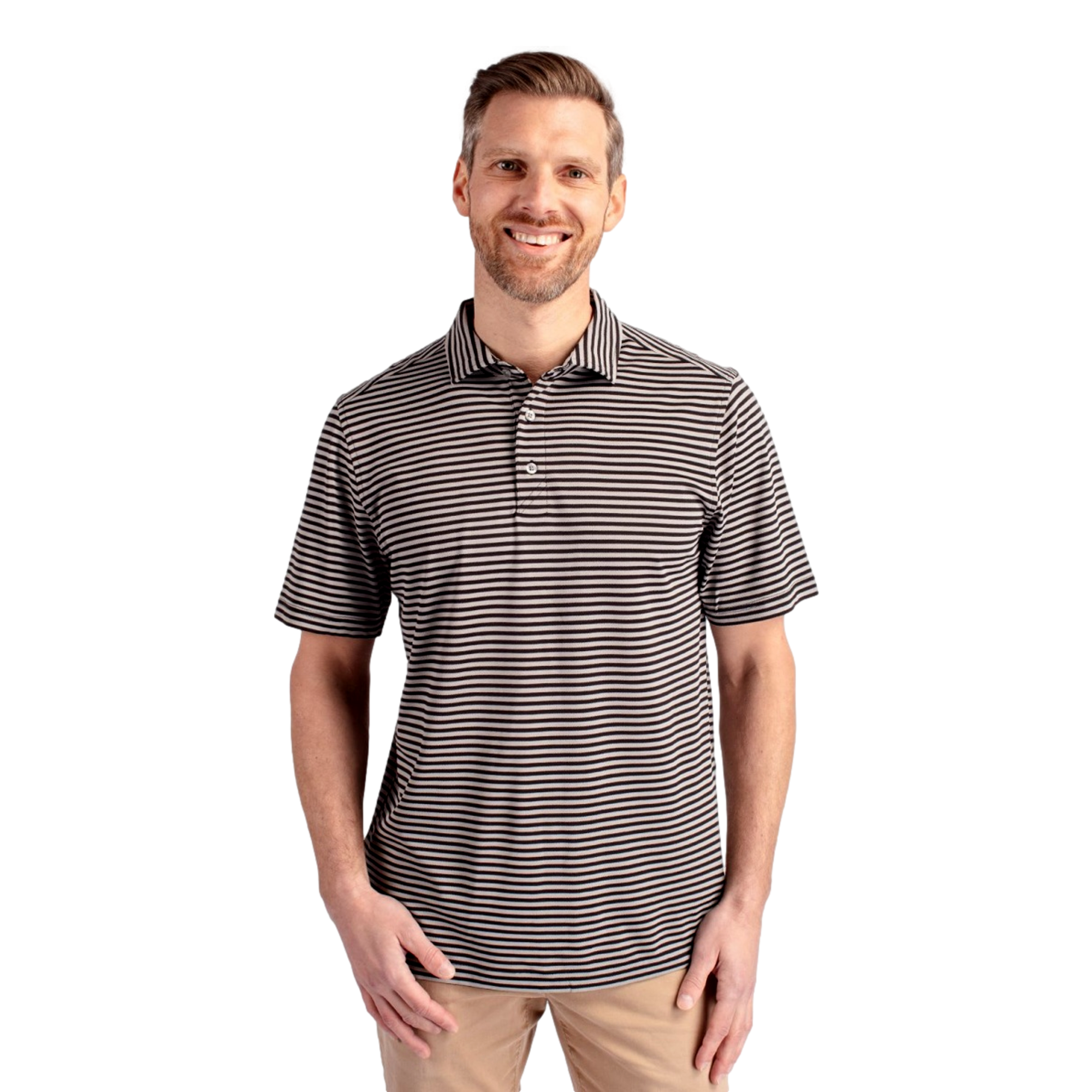 Colorado Buffaloes Cutter & Buck Virtue Eco Pique Stripe Recycled Mens Polo