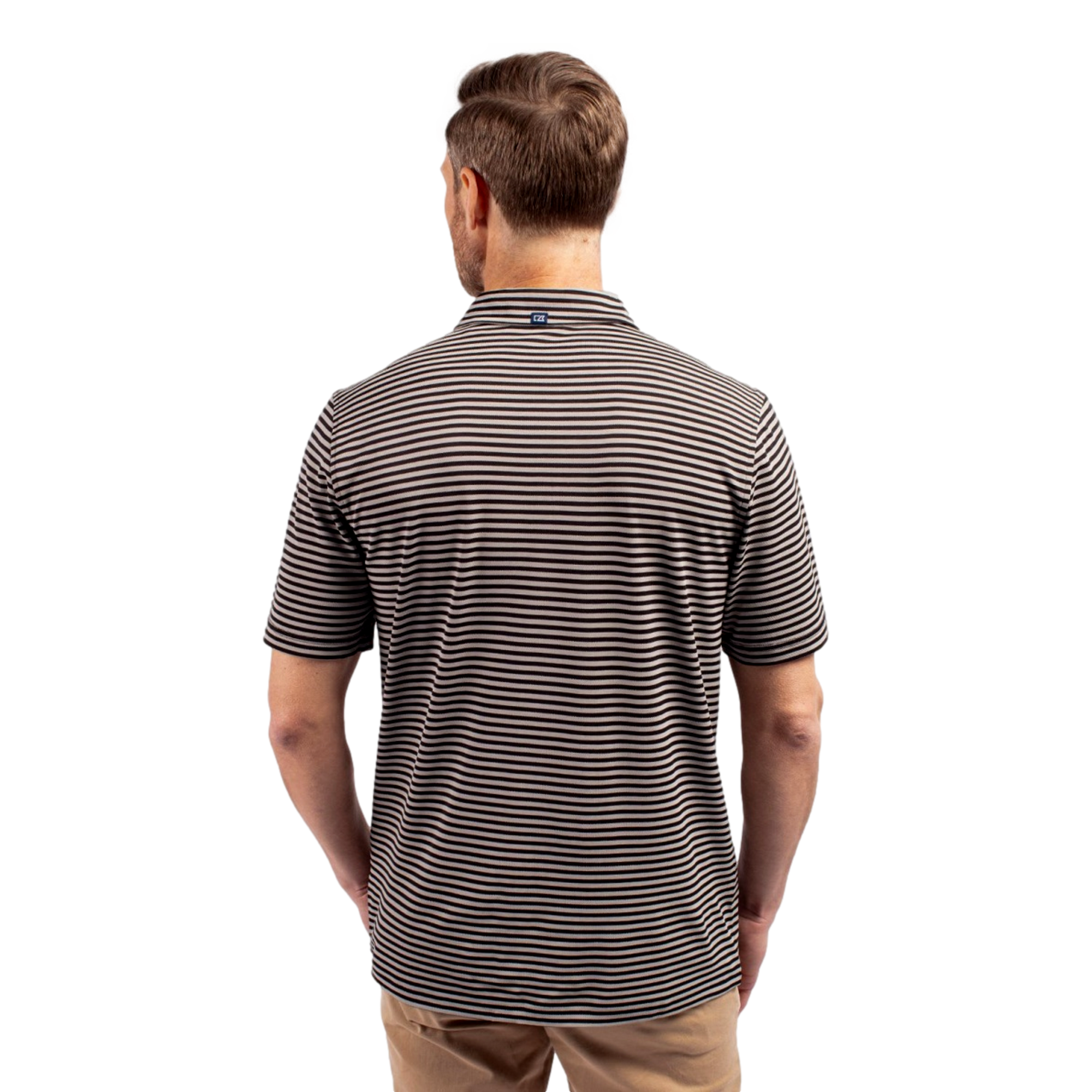 Colorado Buffaloes Cutter & Buck Virtue Eco Pique Stripe Recycled Mens Polo