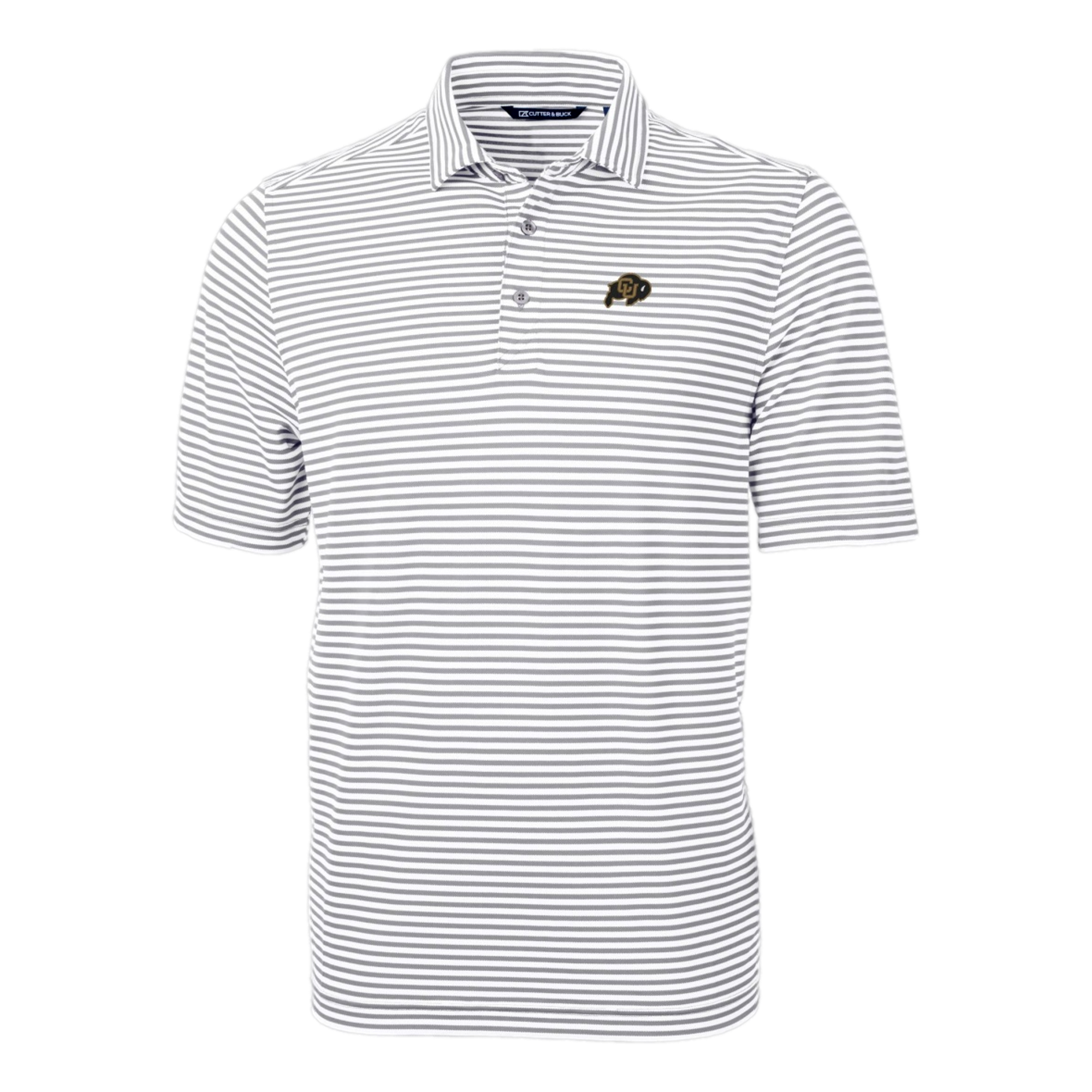 Colorado Buffaloes Cutter & Buck Virtue Eco Pique Stripe Recycled Mens Polo