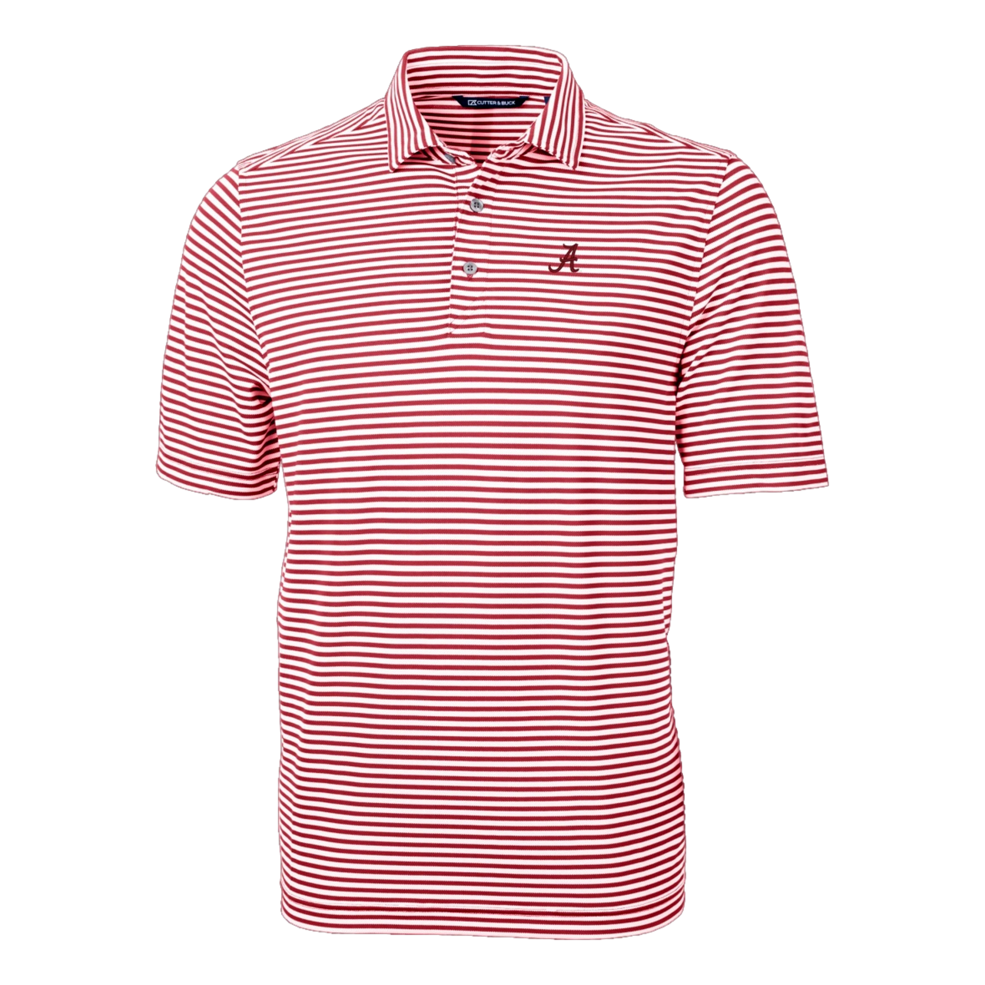 Alabama Crimson Tide Cutter & Buck Virtue Eco Pique Stripe Recycled Men's Short Sleeve Golf Polo Shirt