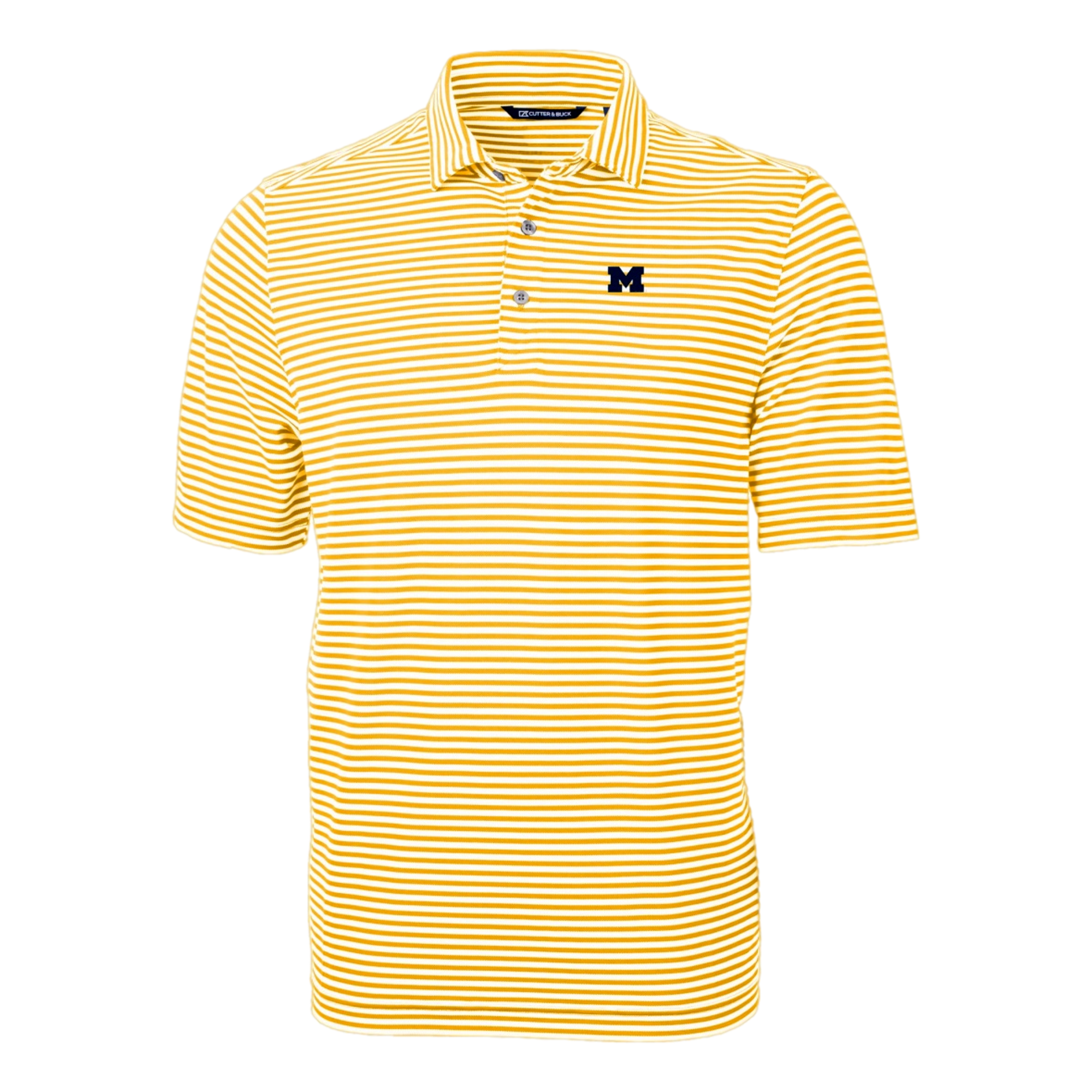 Michigan Wolverines Cutter & Buck Virtue Eco Pique Stripe Recycled Mens Polo