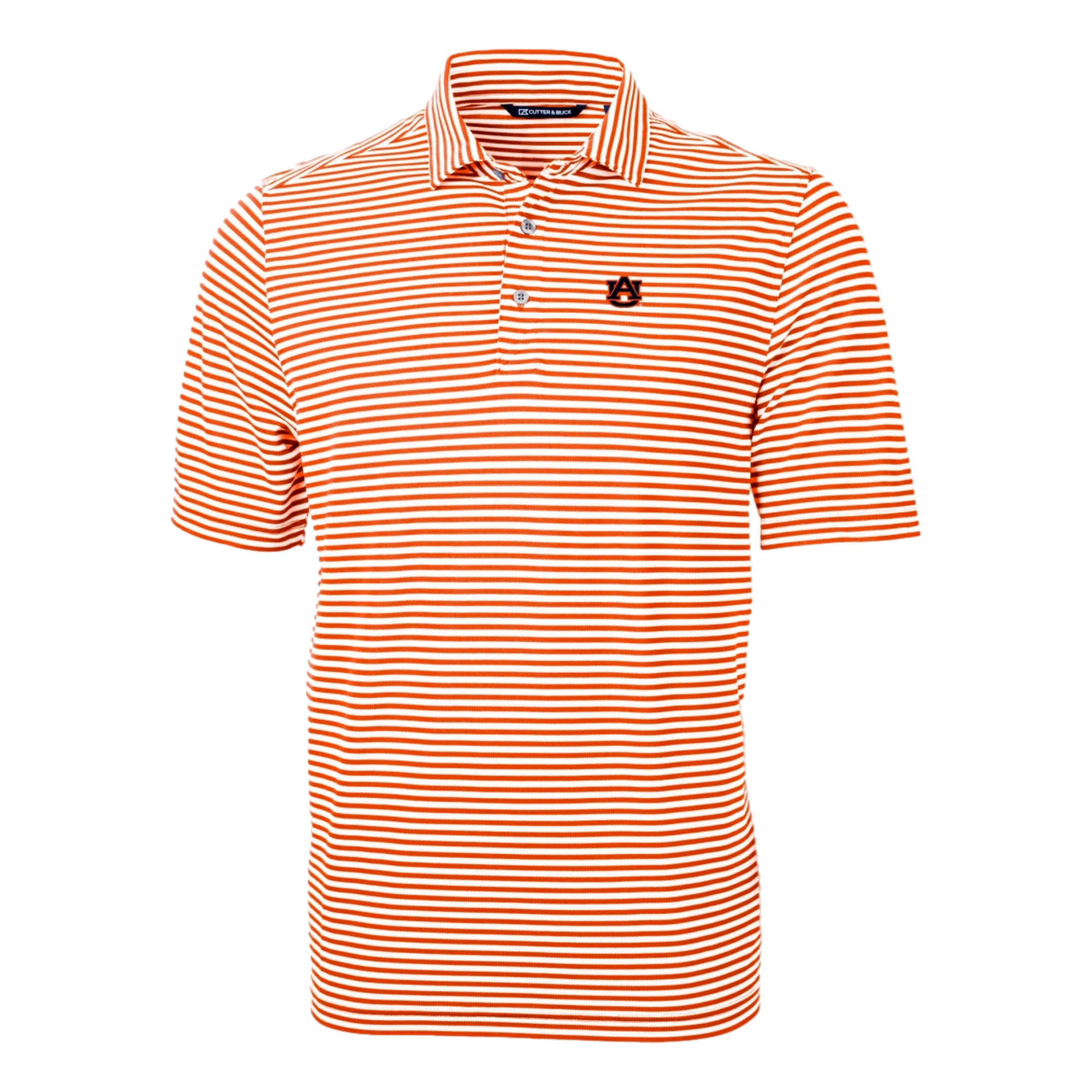 Auburn Tigers Cutter & Buck Virtue Eco Pique Stripe Recycled Men's Short Sleeve Golf Polo Shirt