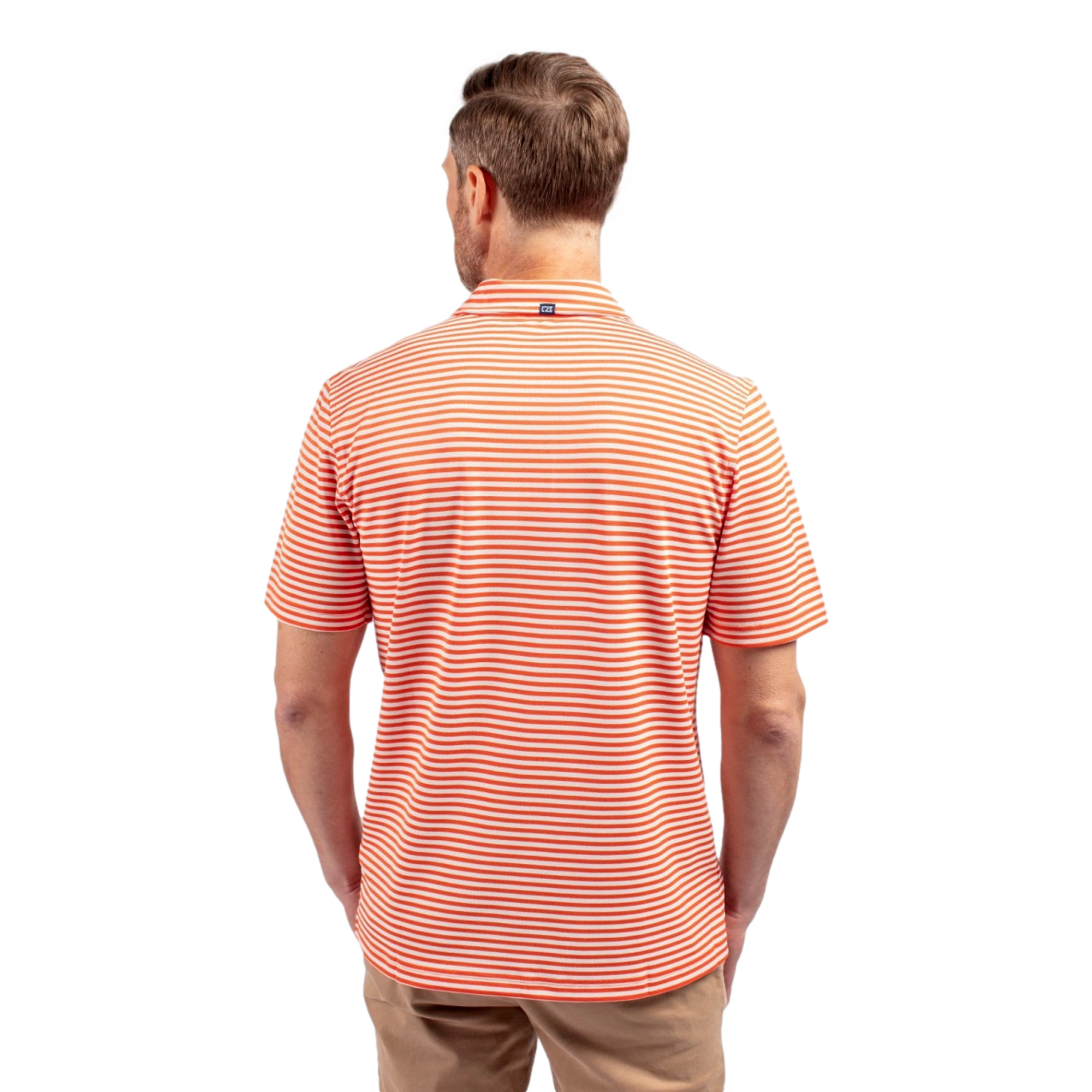 Auburn Tigers Cutter & Buck Virtue Eco Pique Stripe Recycled Men's Short Sleeve Golf Polo Shirt