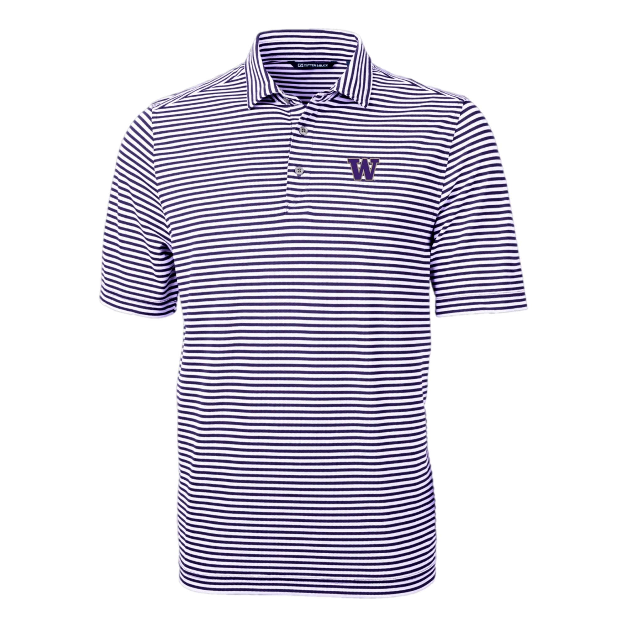 Washington Huskies Cutter & Buck Virtue Eco Pique Stripe Recycled Mens Polo
