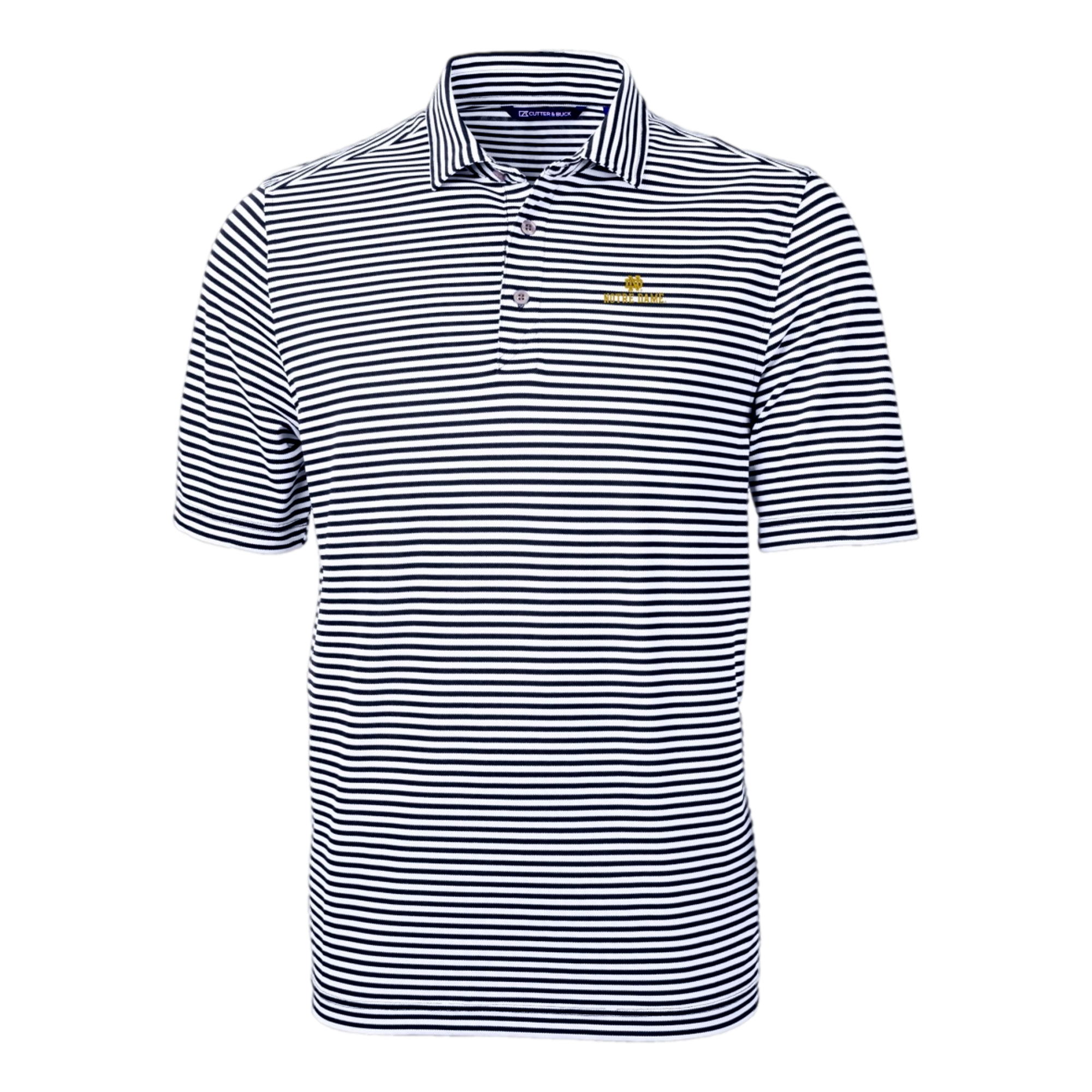 Notre Dame Fighting Irish Cutter & Buck Virtue Eco Pique Stripe Recycled Mens Polo