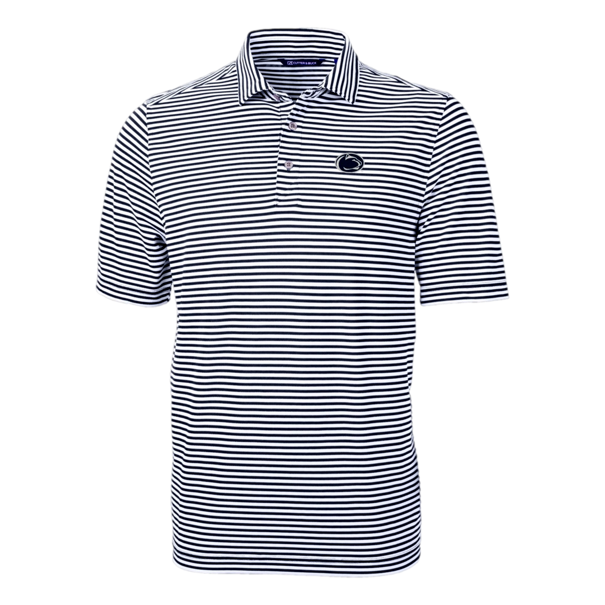 Penn State Nittany Lions Cutter & Buck Virtue Eco Pique Stripe Recycled Men's Short Sleeve Golf Polo Shirt