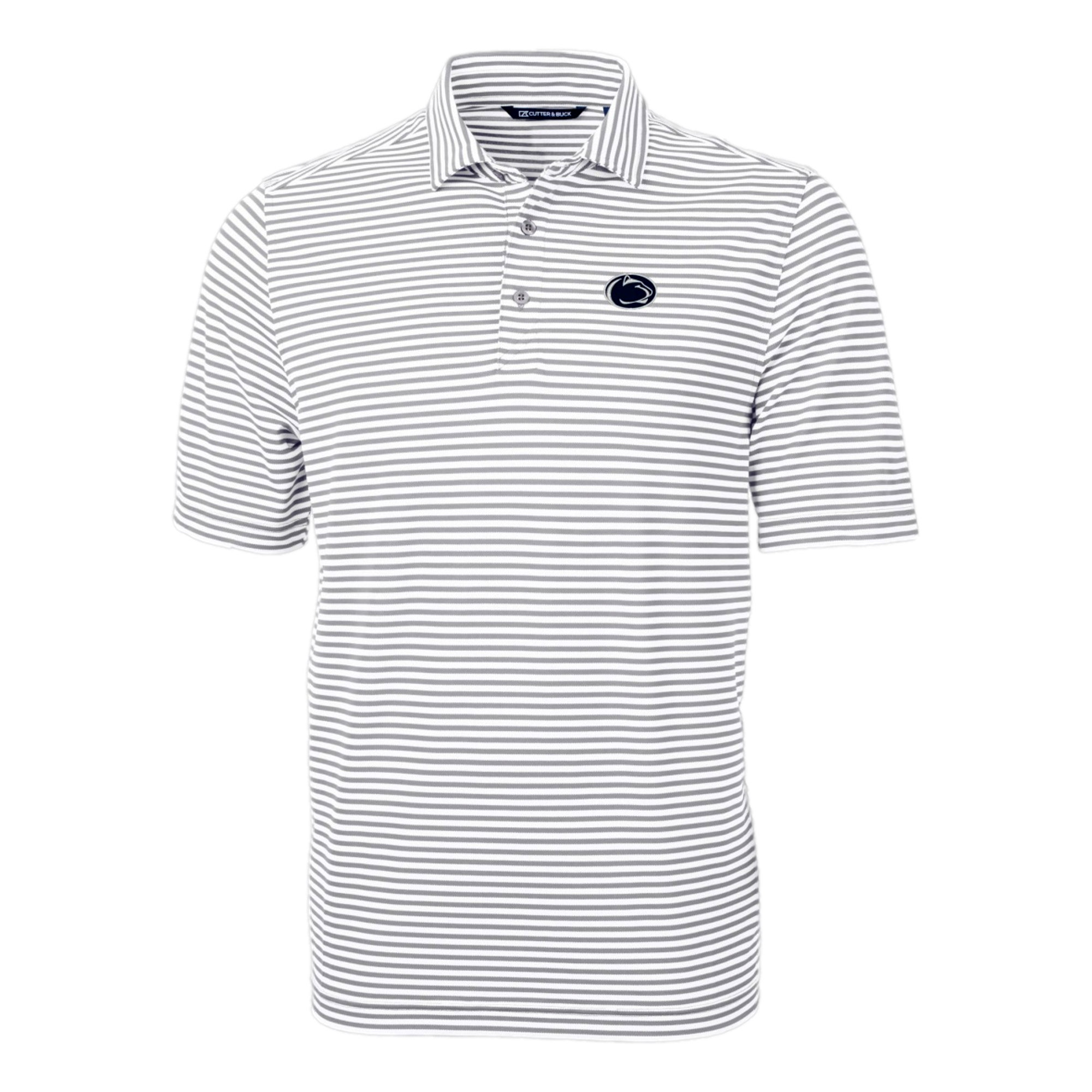 Penn State Nittany Lions Cutter & Buck Virtue Eco Pique Stripe Recycled Mens Polo