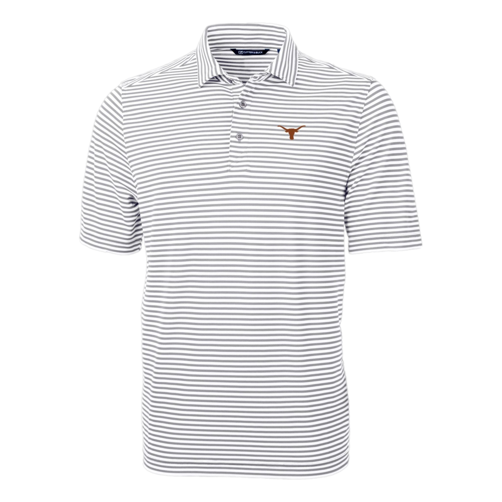 Texas Longhorns Cutter & Buck Virtue Eco Pique Stripe Recycled Mens Polo