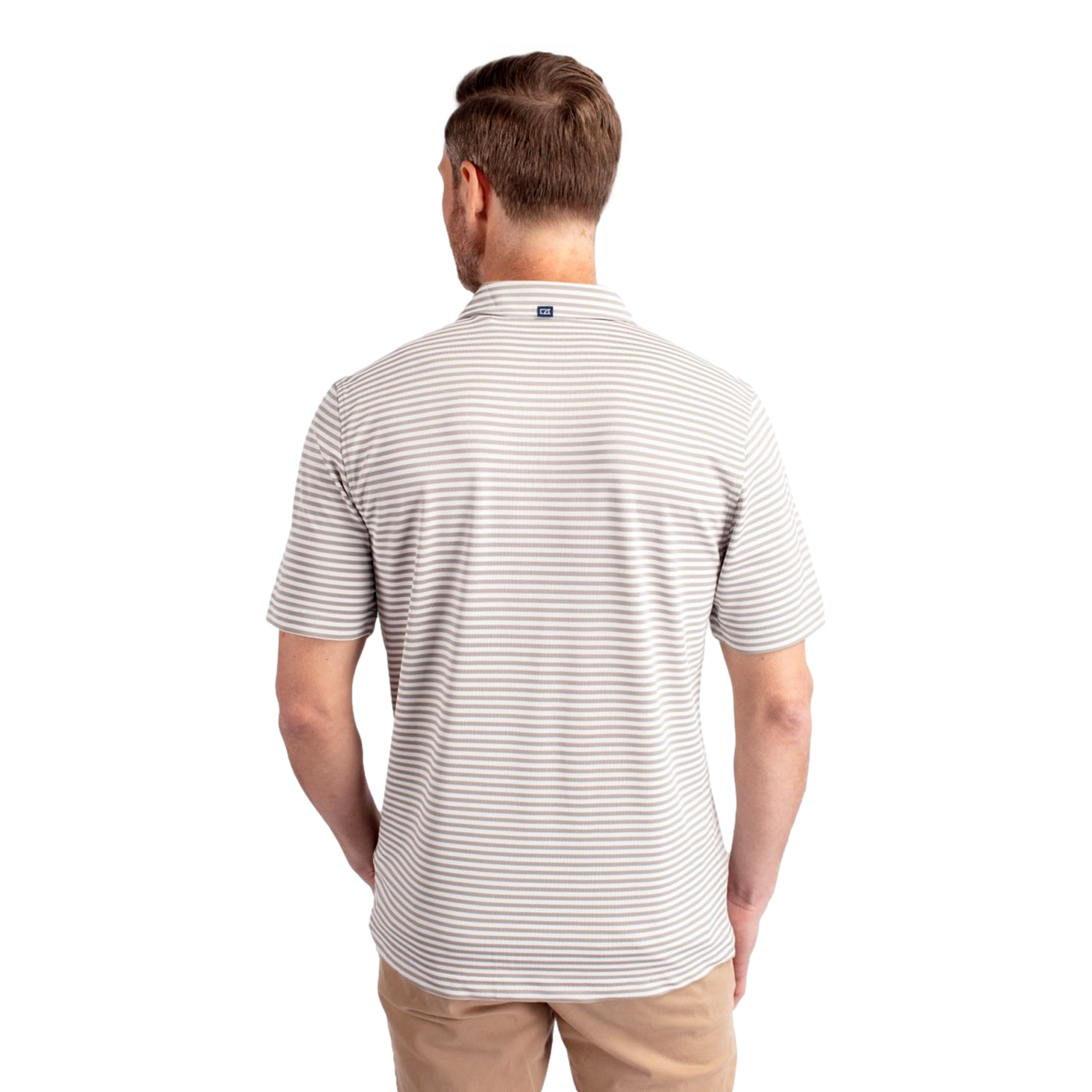Texas Longhorns Cutter & Buck Virtue Eco Pique Stripe Recycled Mens Polo
