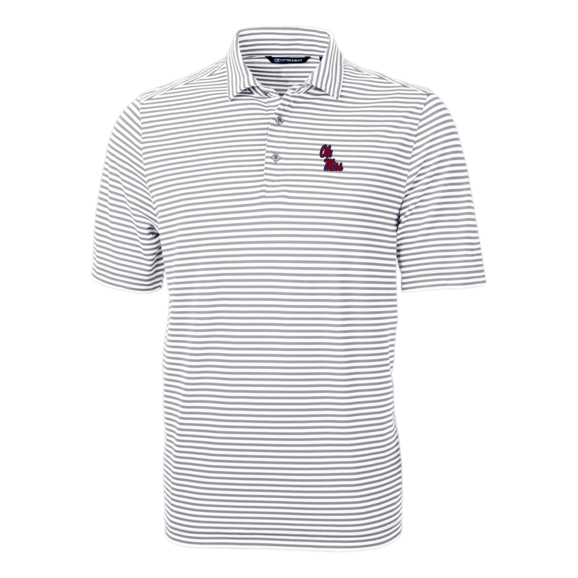Ole Miss Rebels Cutter & Buck Virtue Eco Pique Stripe Recycled Mens Polo