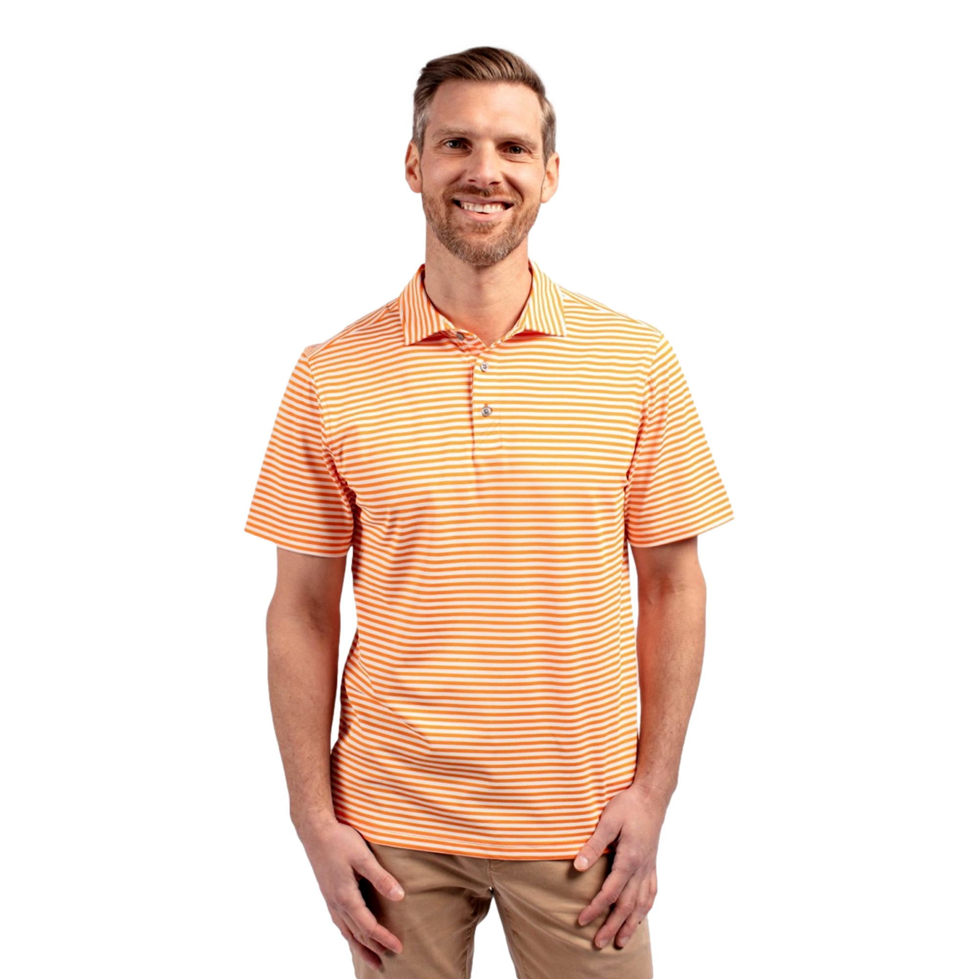 Tennessee Volunteers Cutter & Buck Virtue Eco Pique Stripe Recycled Mens Polo