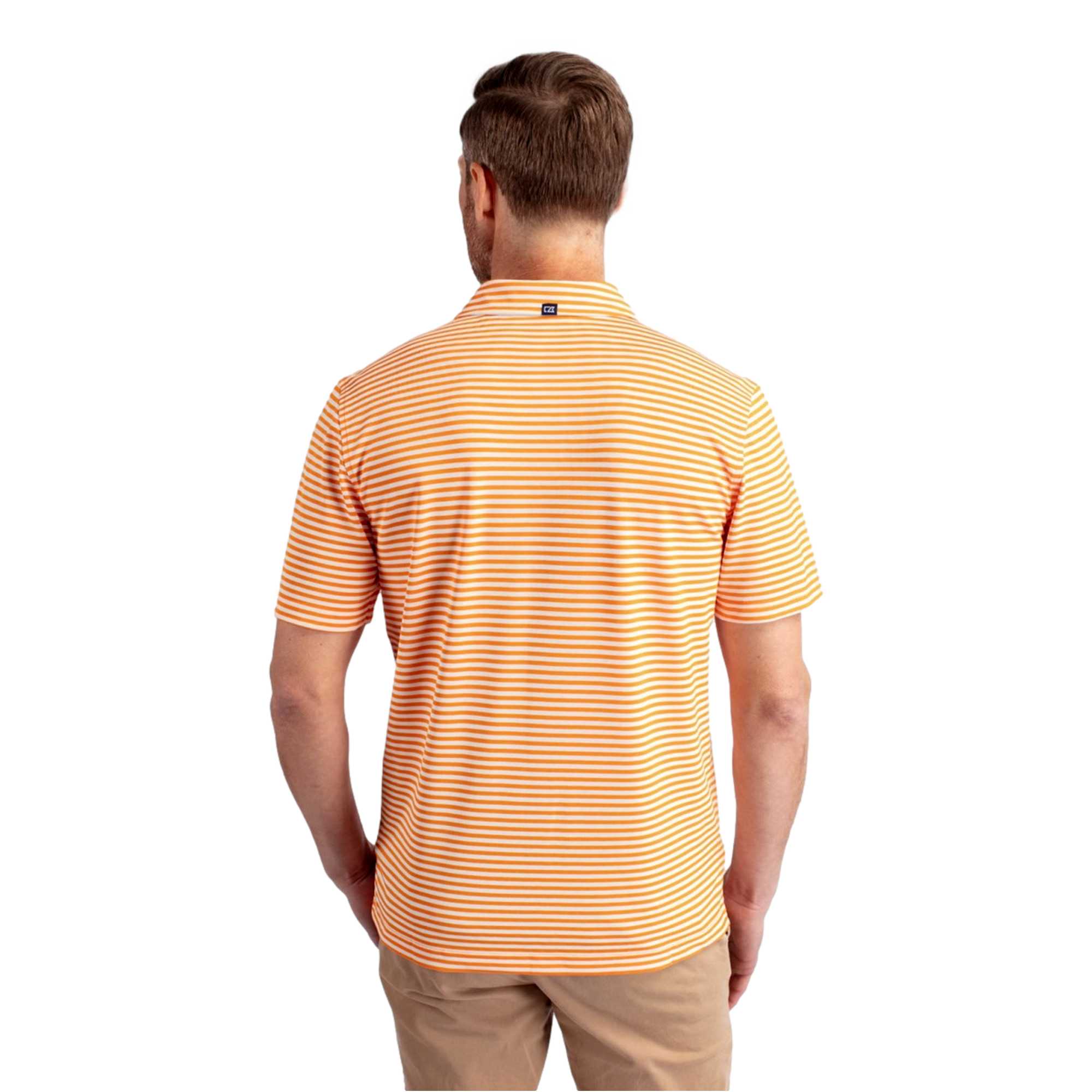 Tennessee Volunteers Cutter & Buck Virtue Eco Pique Stripe Recycled Mens Polo