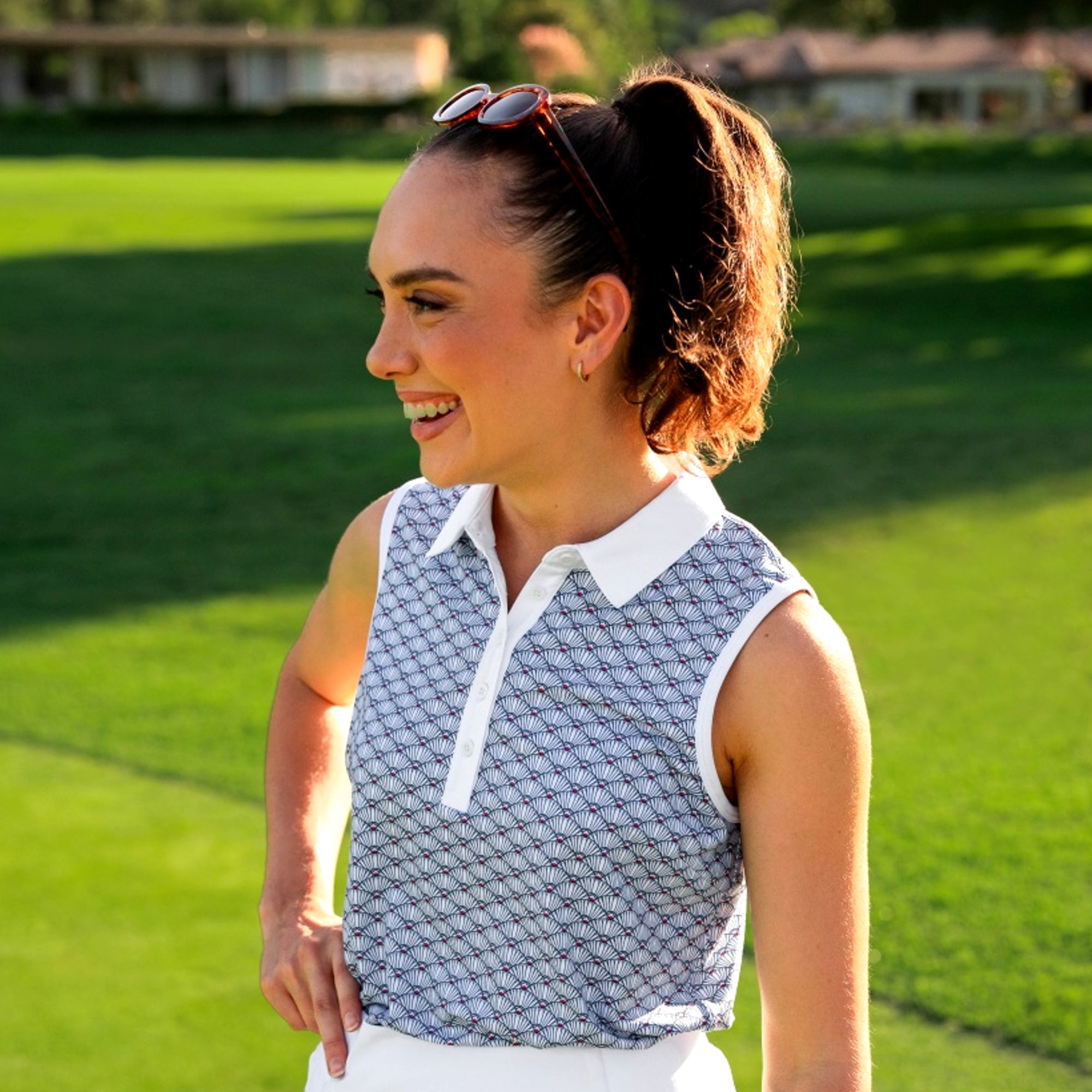 CLOUDSPUN Scallop Sleeveless Golf Polo Shirt