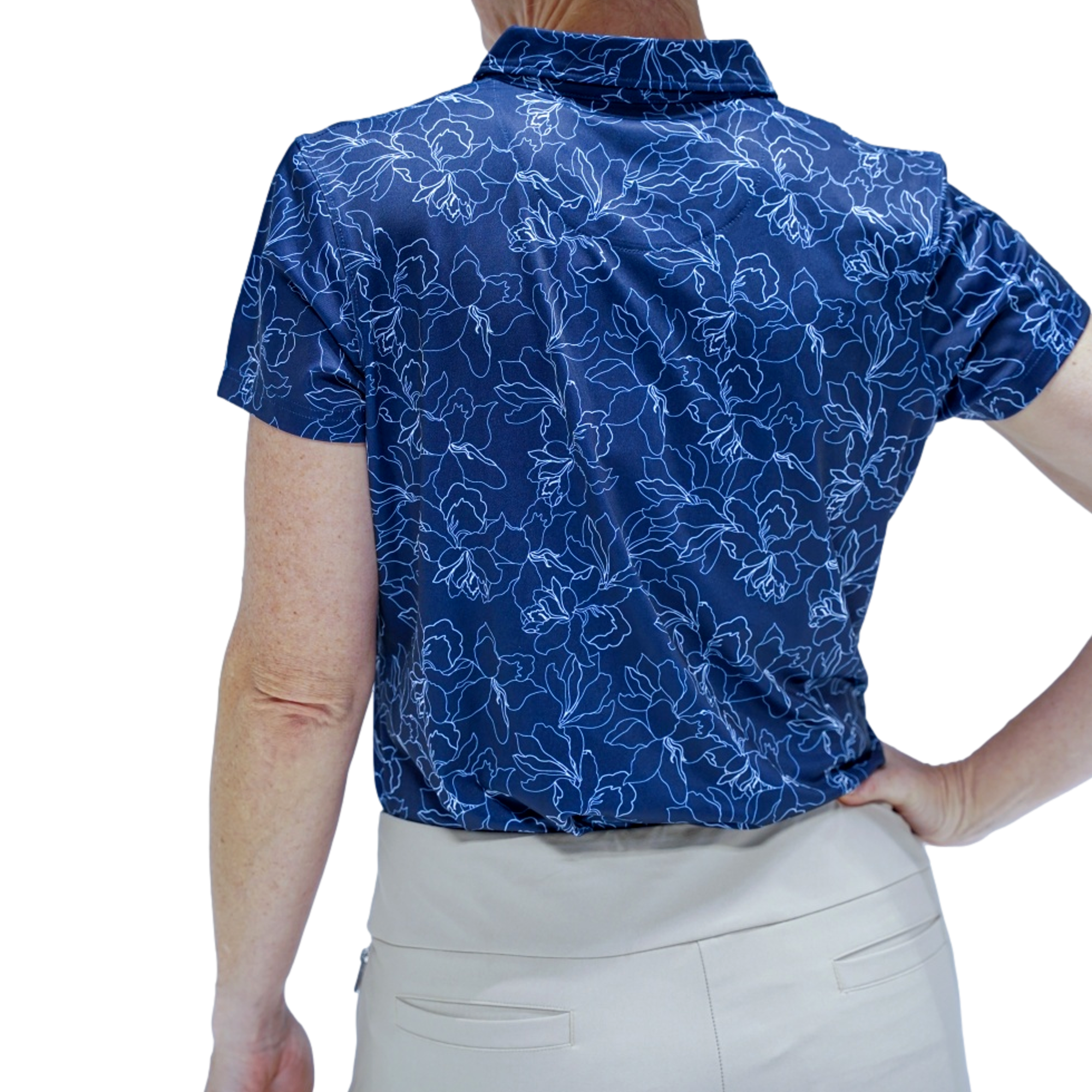 Floral Print Polo Women's Short Sleeve Golf Polo Shirt