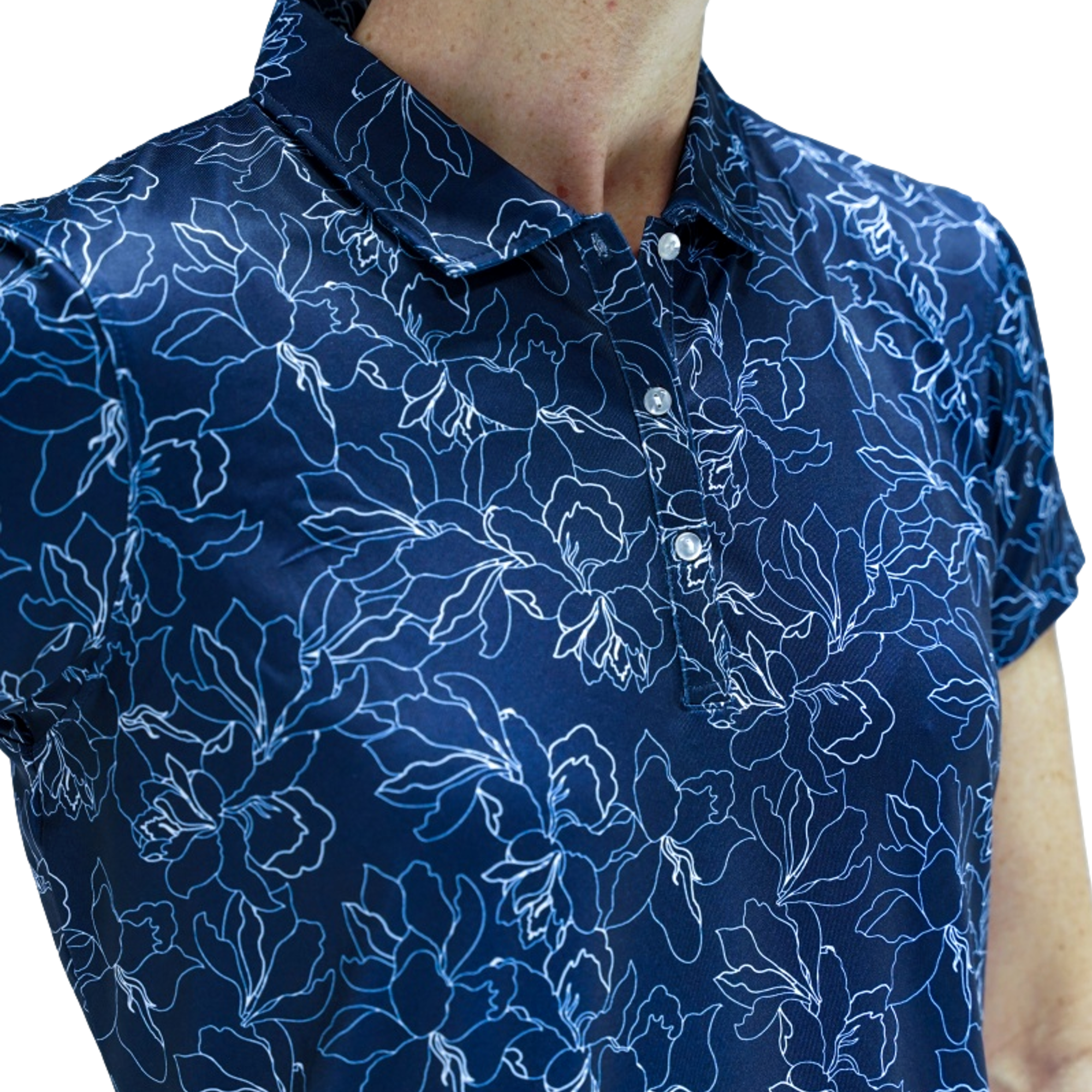 Floral Print Polo Women's Short Sleeve Golf Polo Shirt