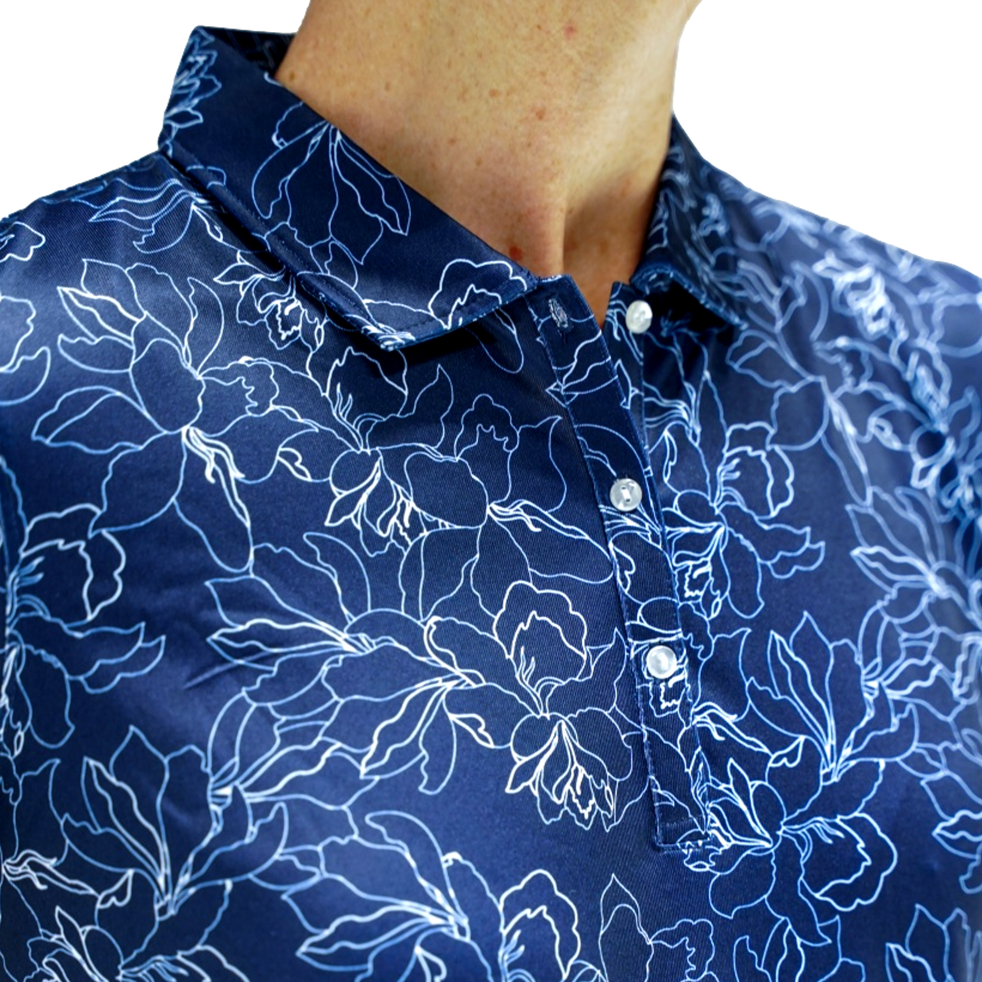 Floral Print Polo Women's Short Sleeve Golf Polo Shirt