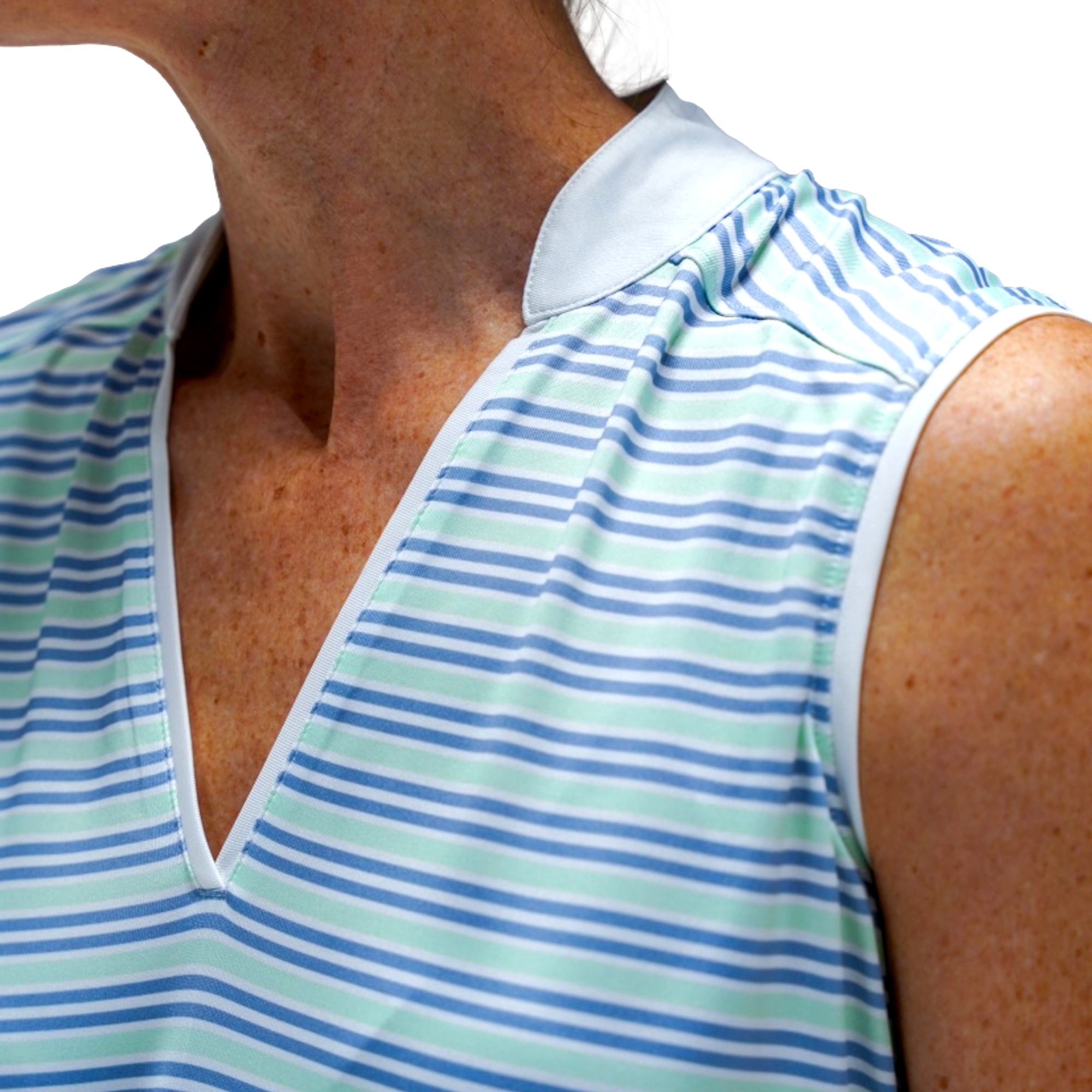 Striped Women's Sleeveless Golf Polo Shirt