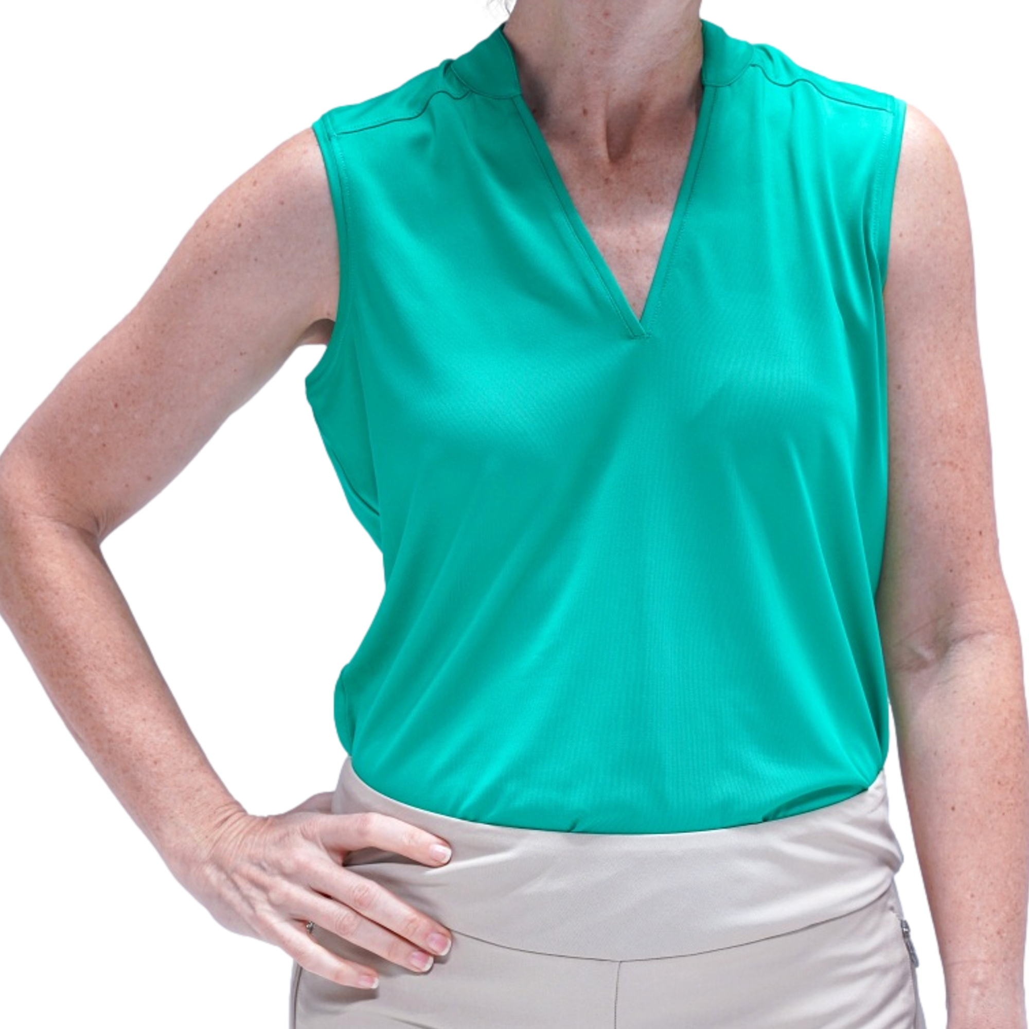 Solid Women's Sleeveless Golf Polo Shirt