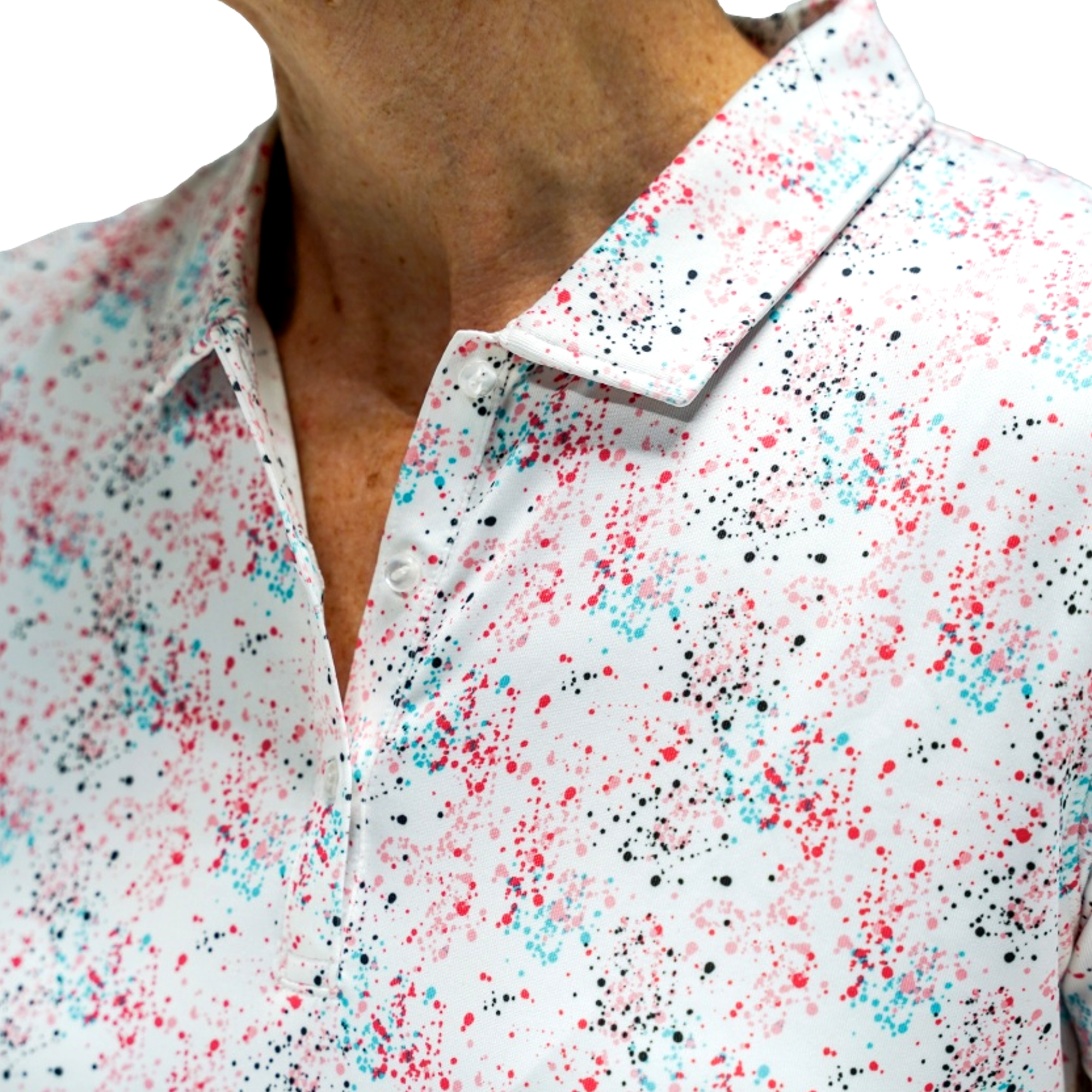 Women's Splatter Print Short Sleeve Polo