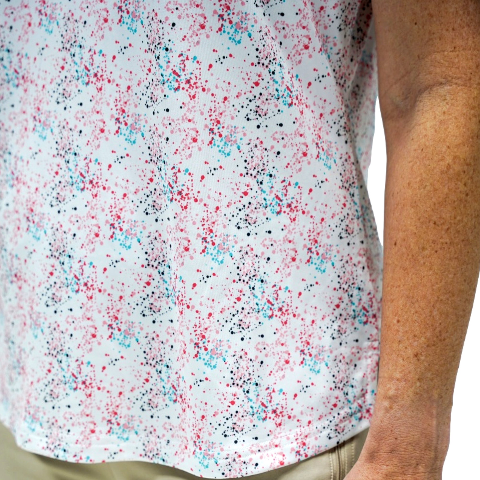 Women's Splatter Print Short Sleeve Polo