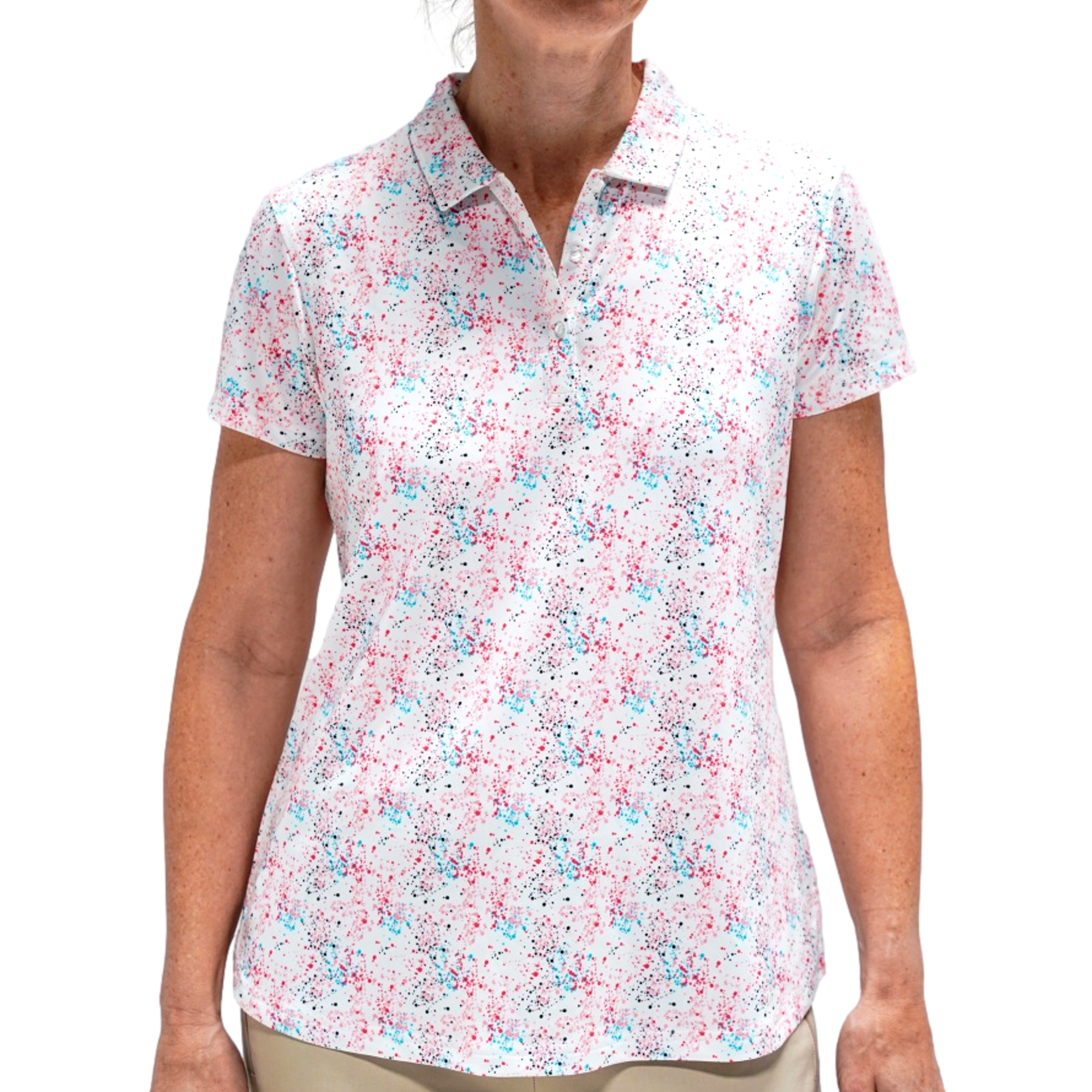 Women's Splatter Print Short Sleeve Polo