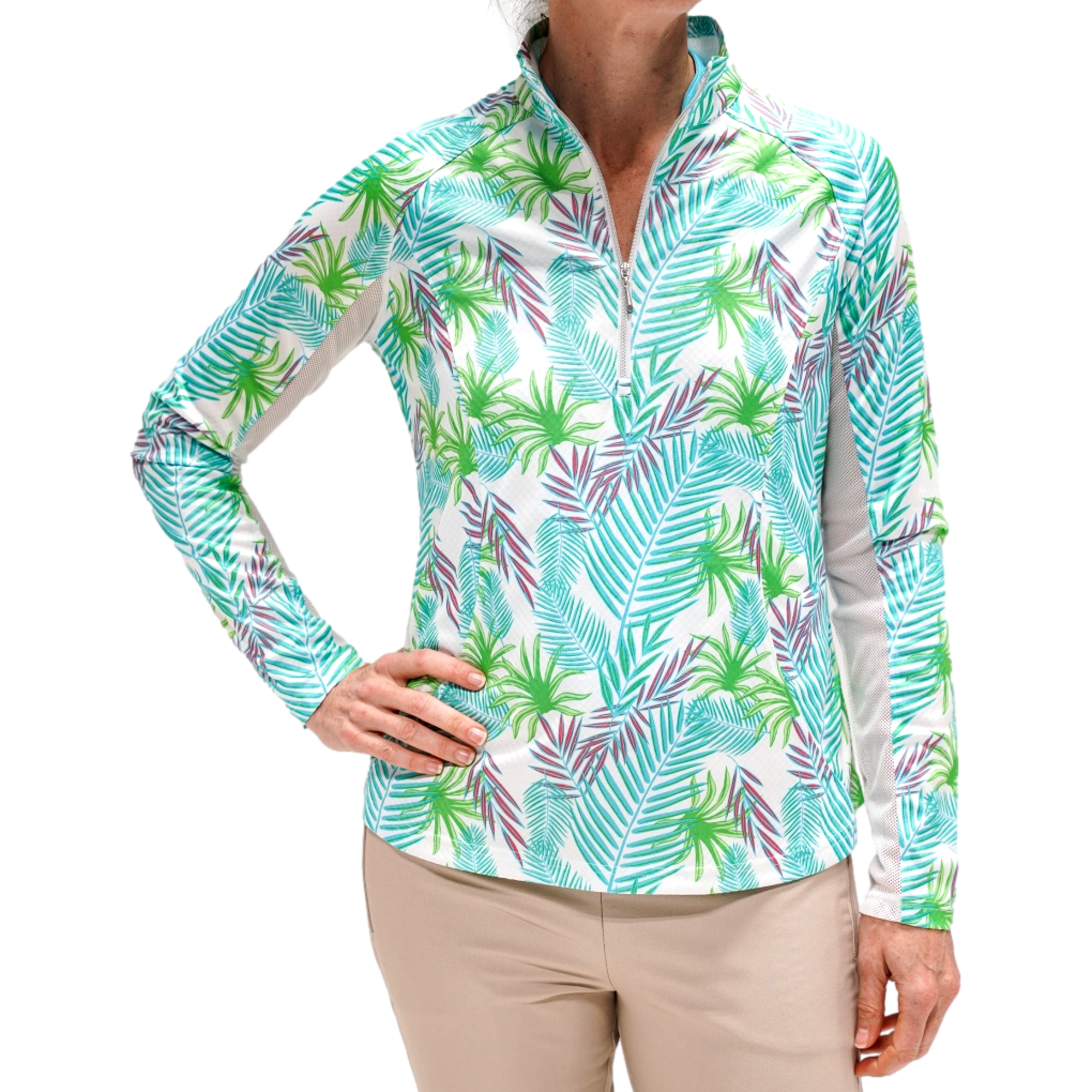 Tropical Print Women's Golf Quarter Zip