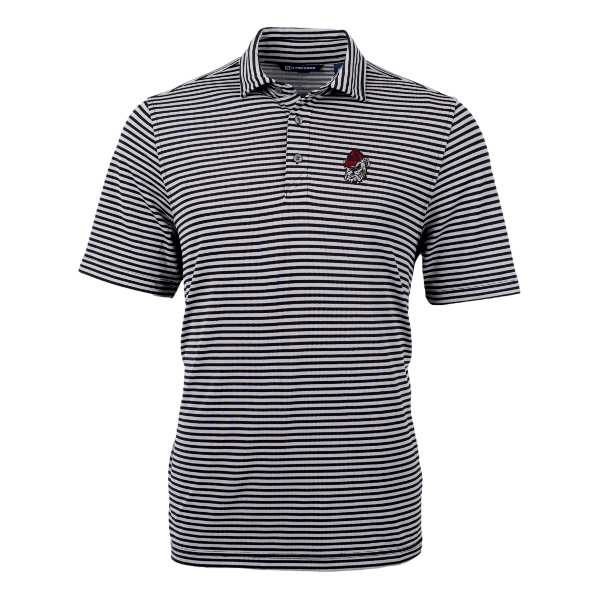 Georgia Bulldogs Cutter & Buck Virtue Eco Pique Stripe Recycled Men's Short Sleeve Golf Polo Shirt
