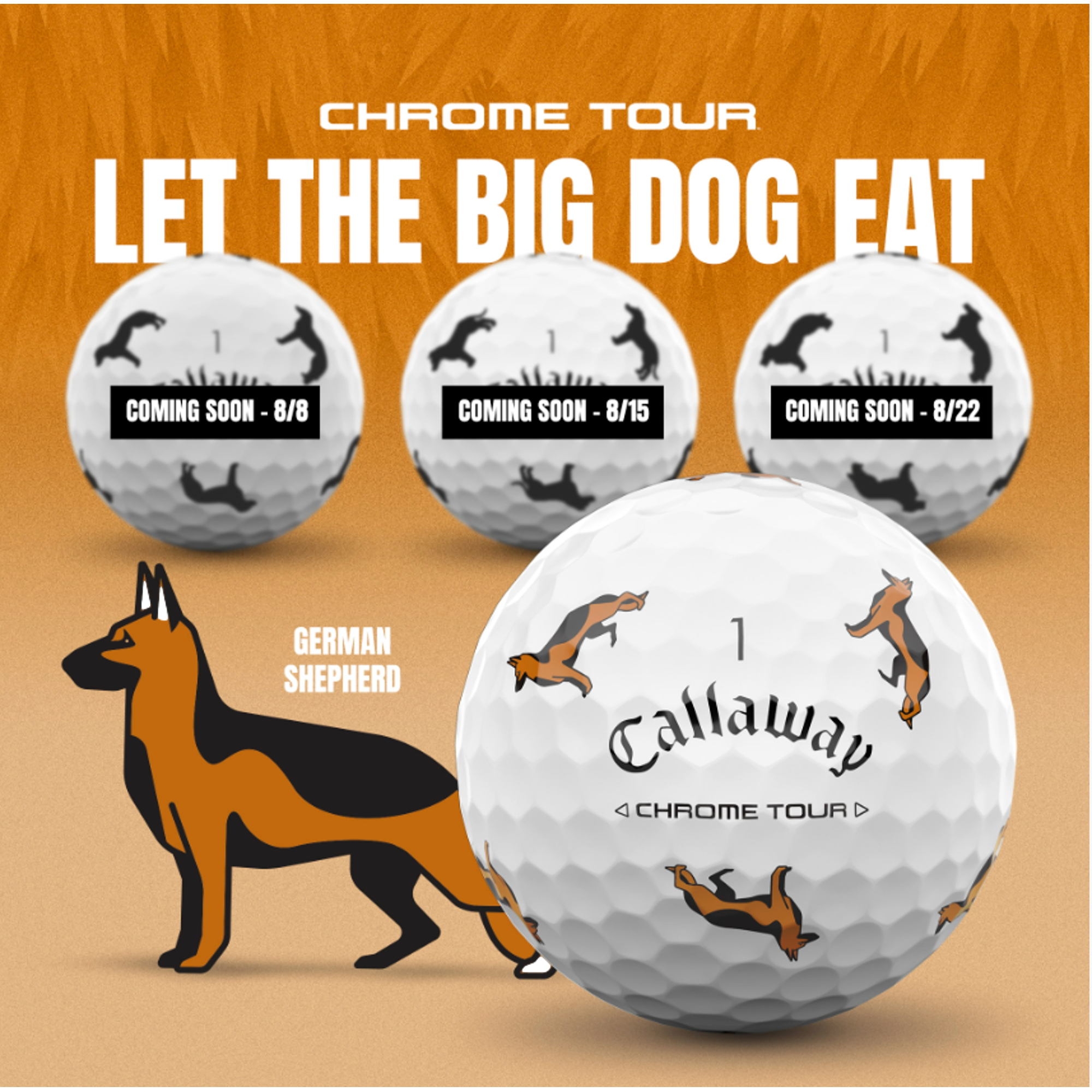 Chrome Tour Let the Big Dog Eat – German Shepherd Golf Balls