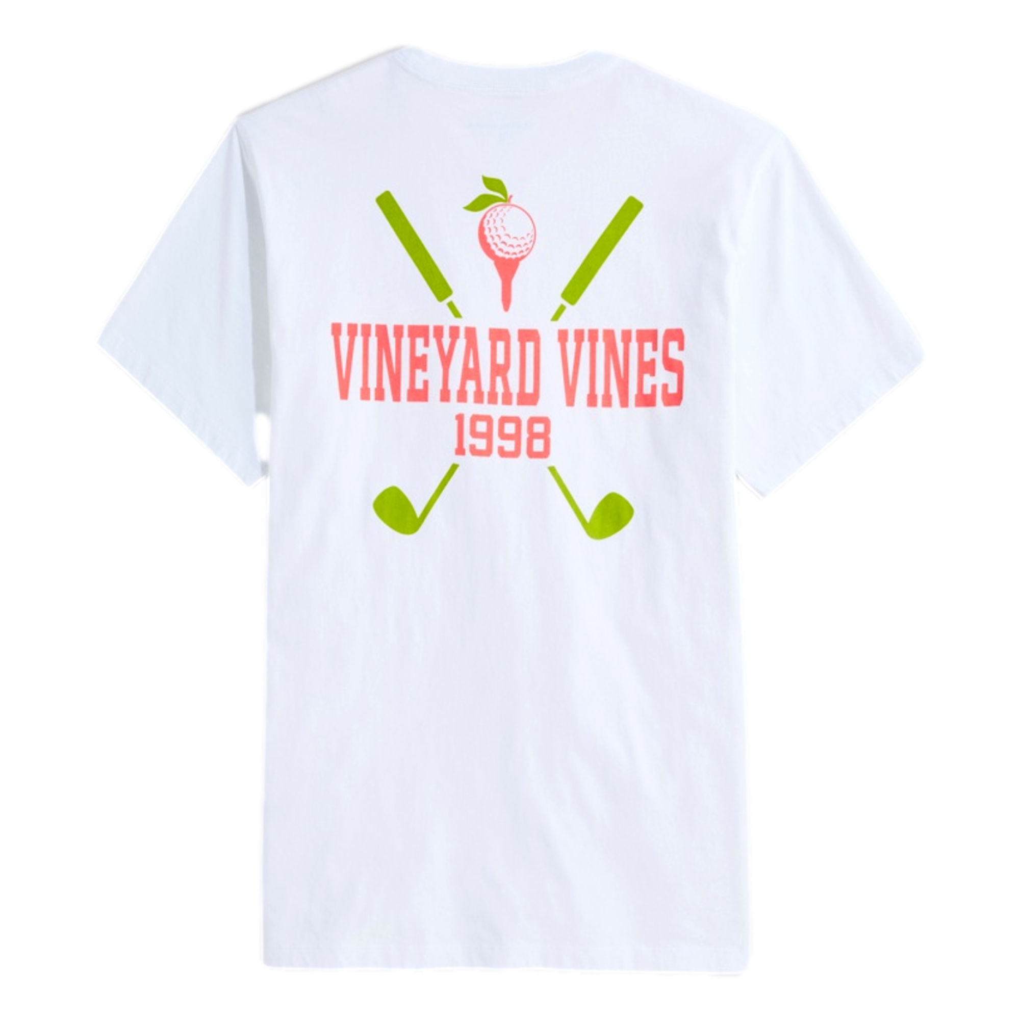 Peachy Crossed Golf Clubs Short Sleeve Pocket T-Shirt