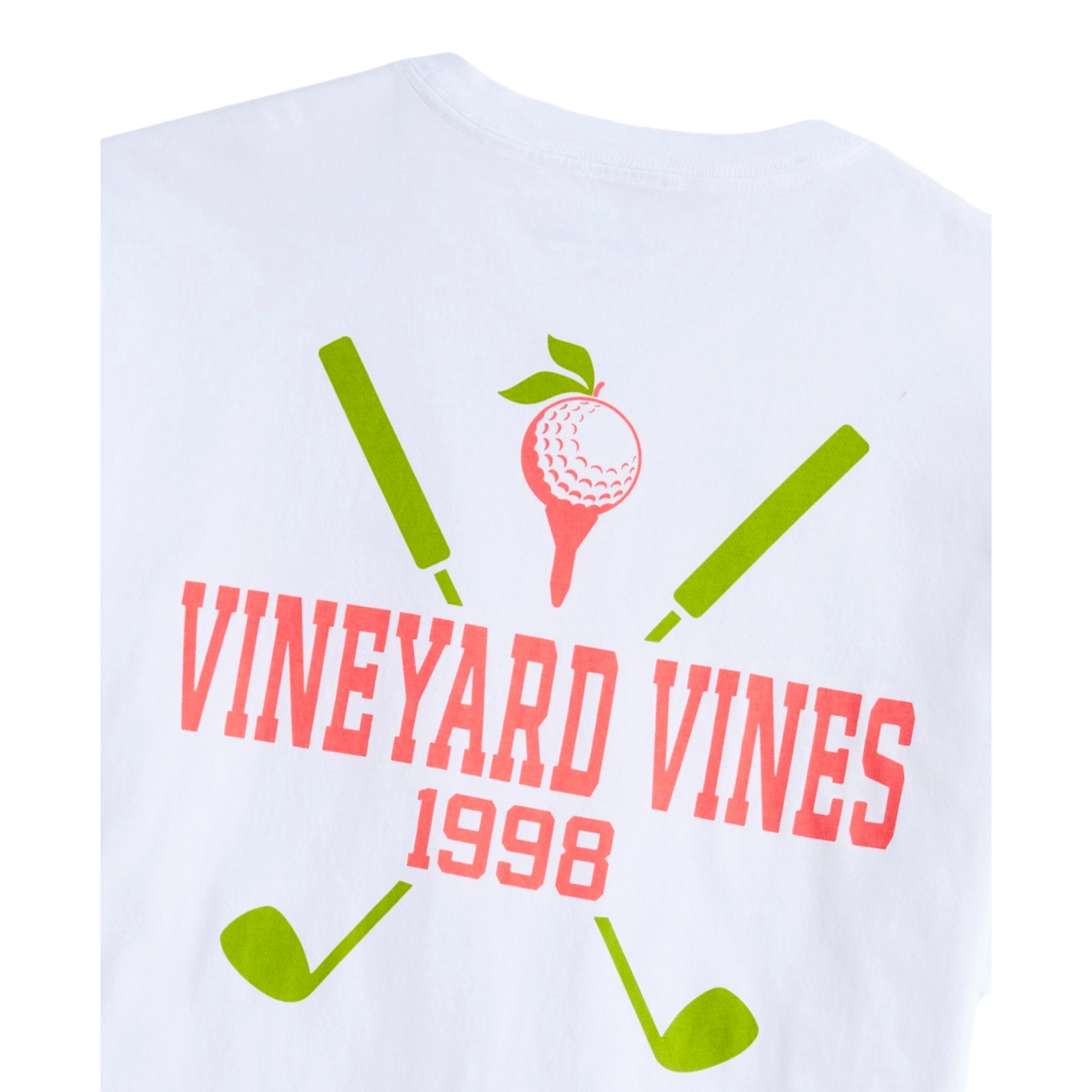 Peachy Crossed Golf Clubs Short Sleeve Pocket T-Shirt