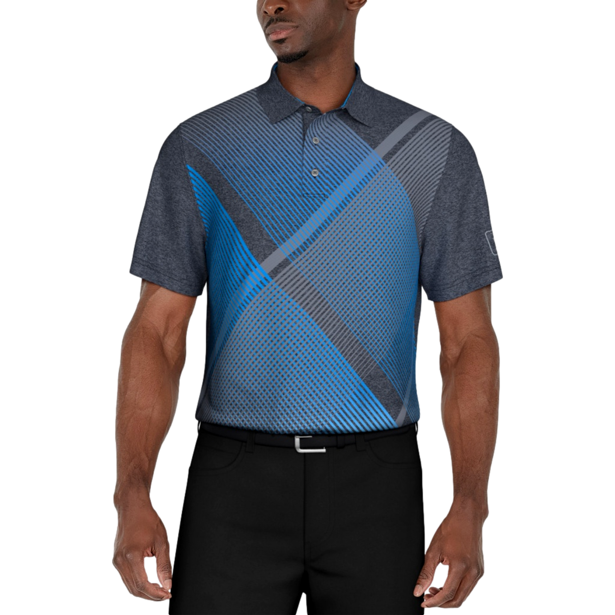 Heathered Argyle Print Men's Short Sleeve Golf Polo Shirt