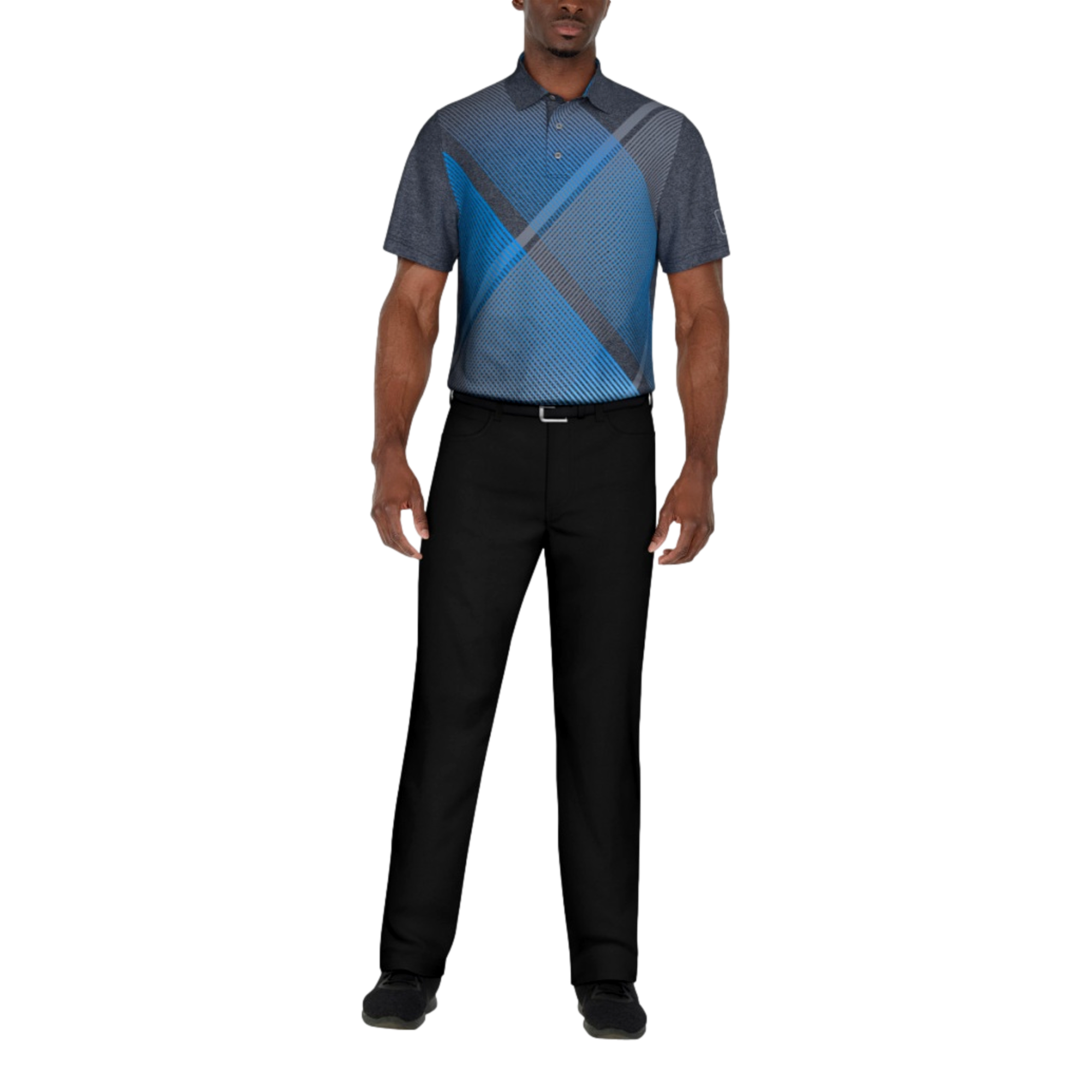 Heathered Argyle Print Men's Short Sleeve Golf Polo Shirt