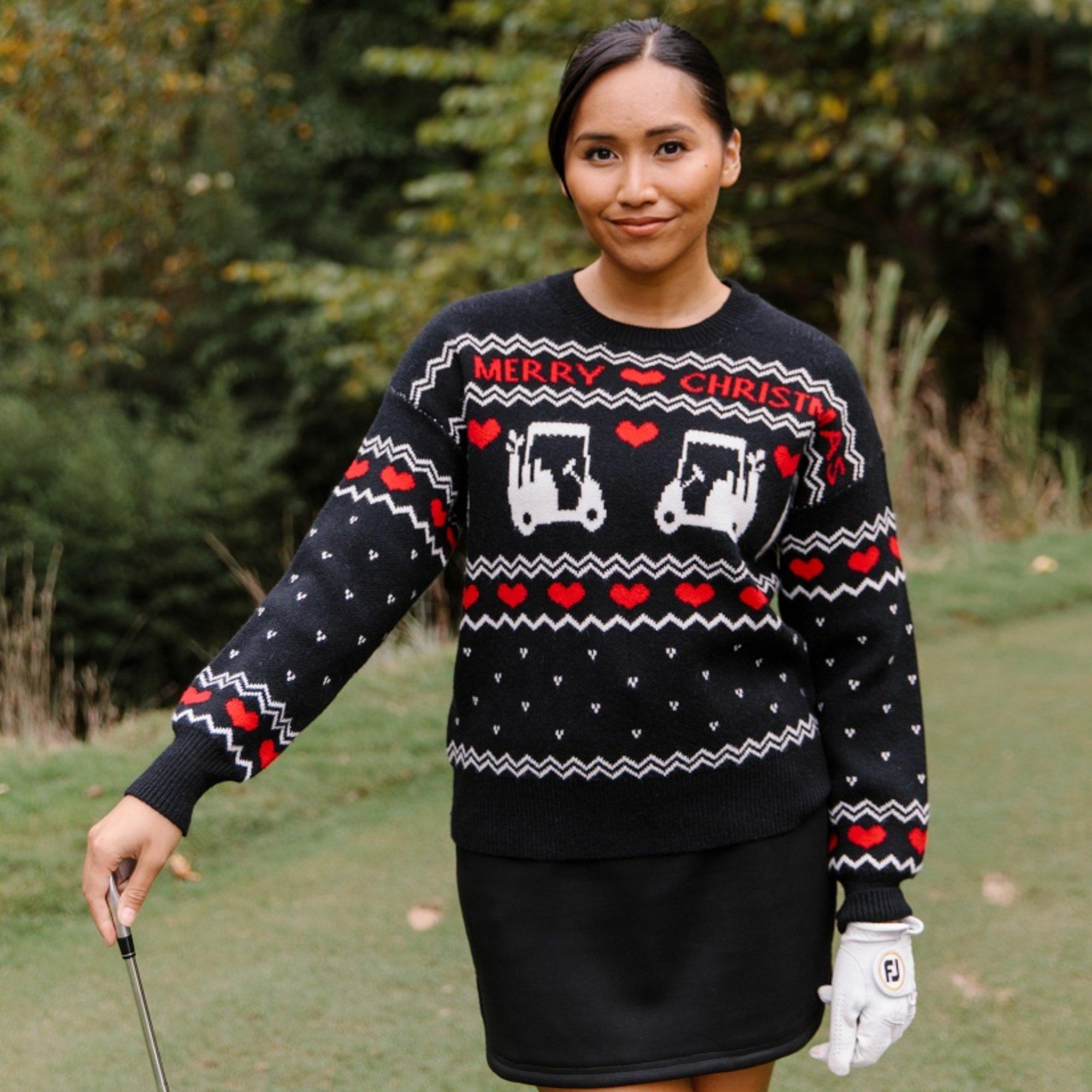 Women's Christmas Golf Cart  Long Sleeve Sweater