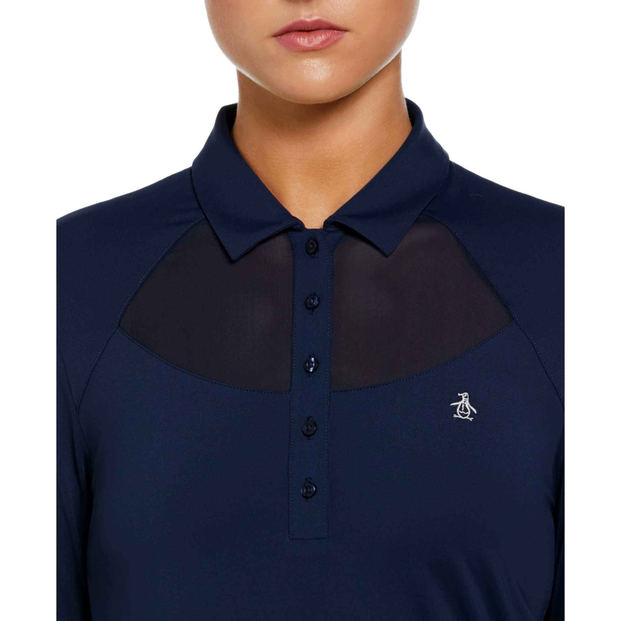 Mesh Yoke Women's Long Sleeve Golf Polo Shirt