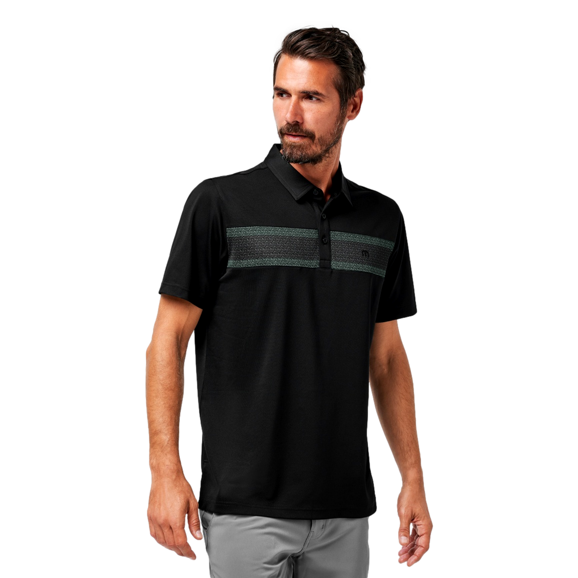 Good Good Men's Chest Striped Golf Polo Shirt