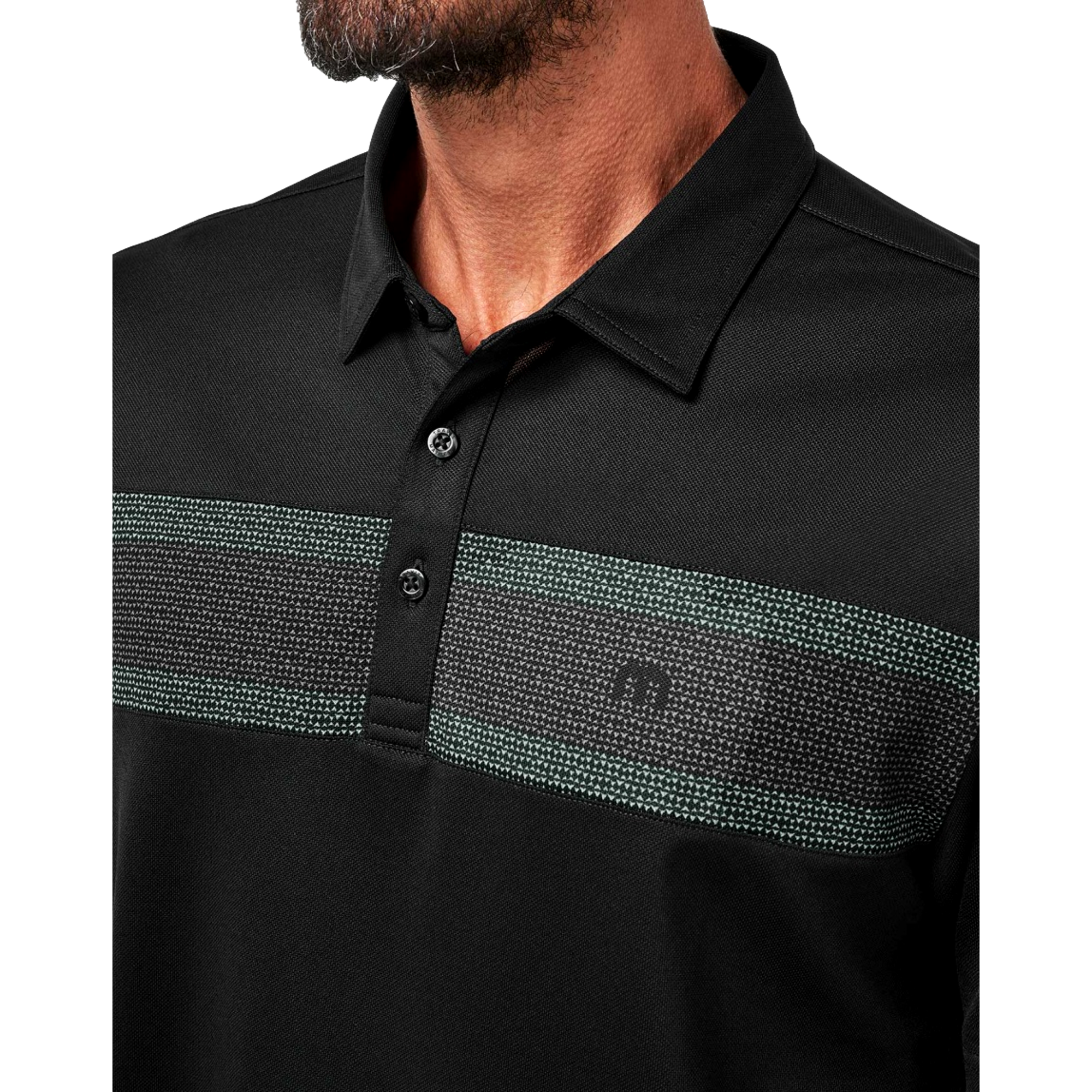 Good Men's Chest Striped Short Sleeve Golf Polo Shirt