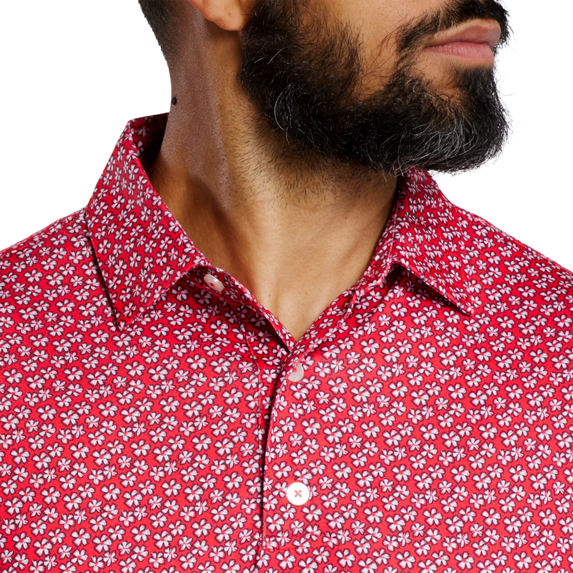 Floral Sketch Print Lisle Polo Shirt