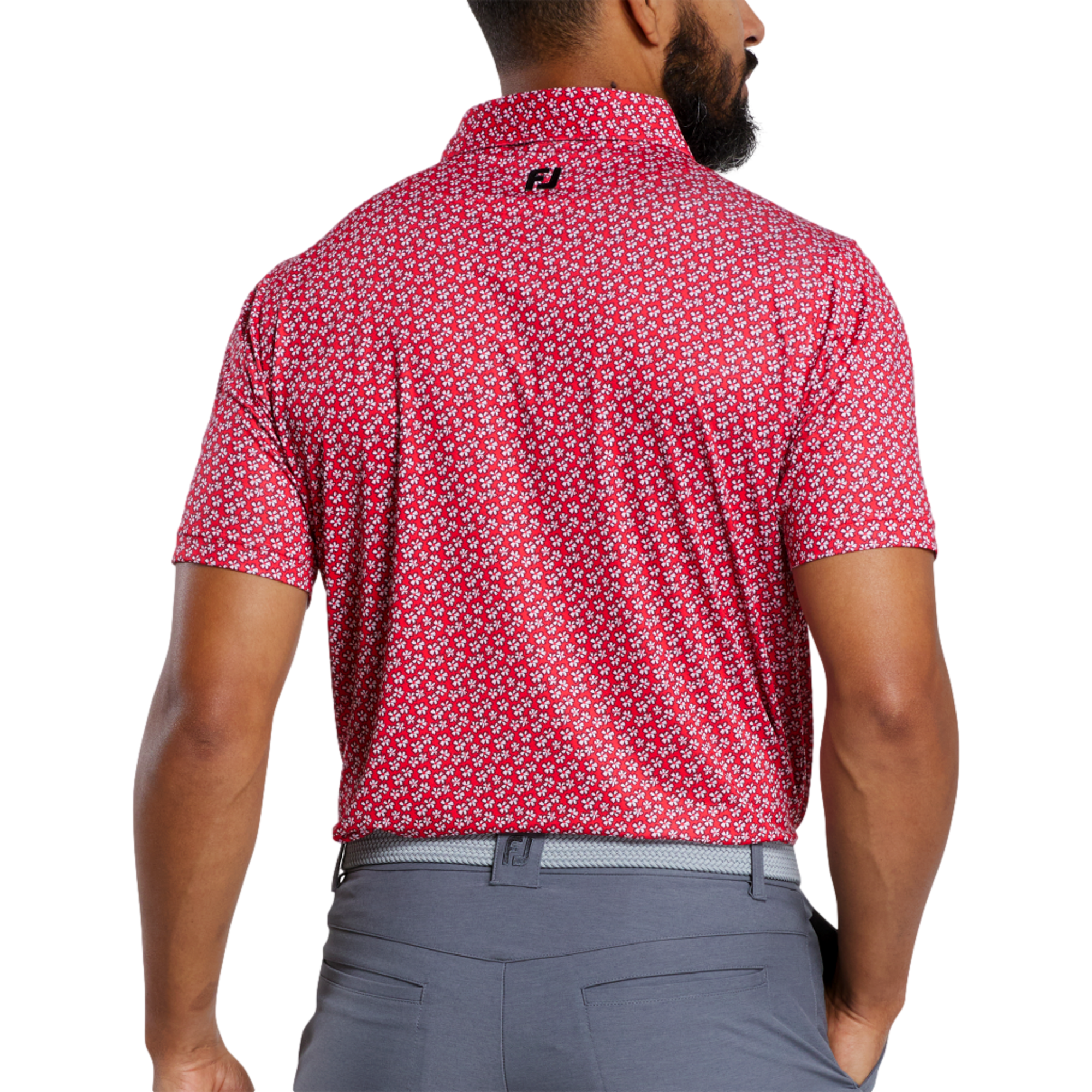 Floral Sketch Print Lisle Polo Shirt