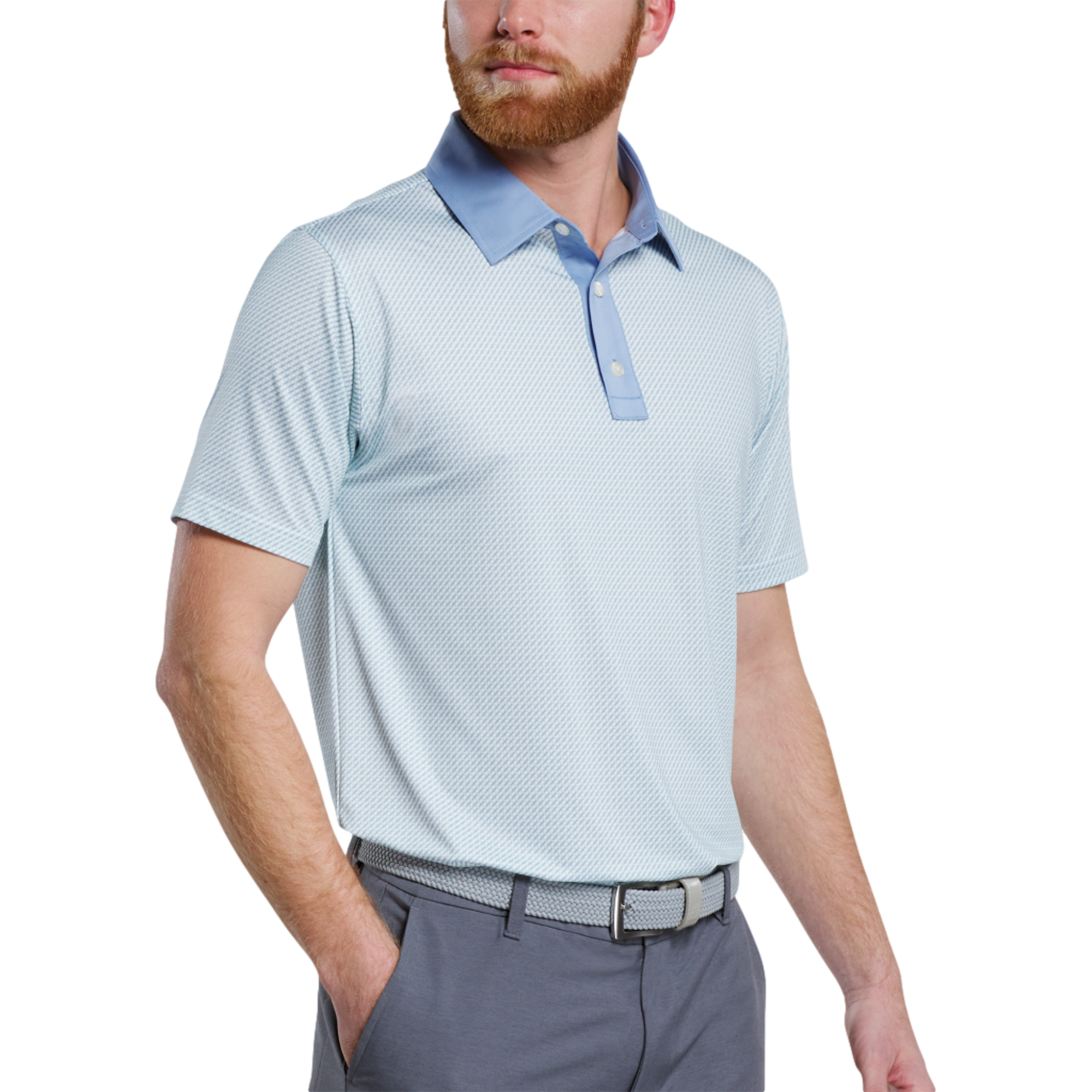 Lattice Print Lisle Polo Shirt