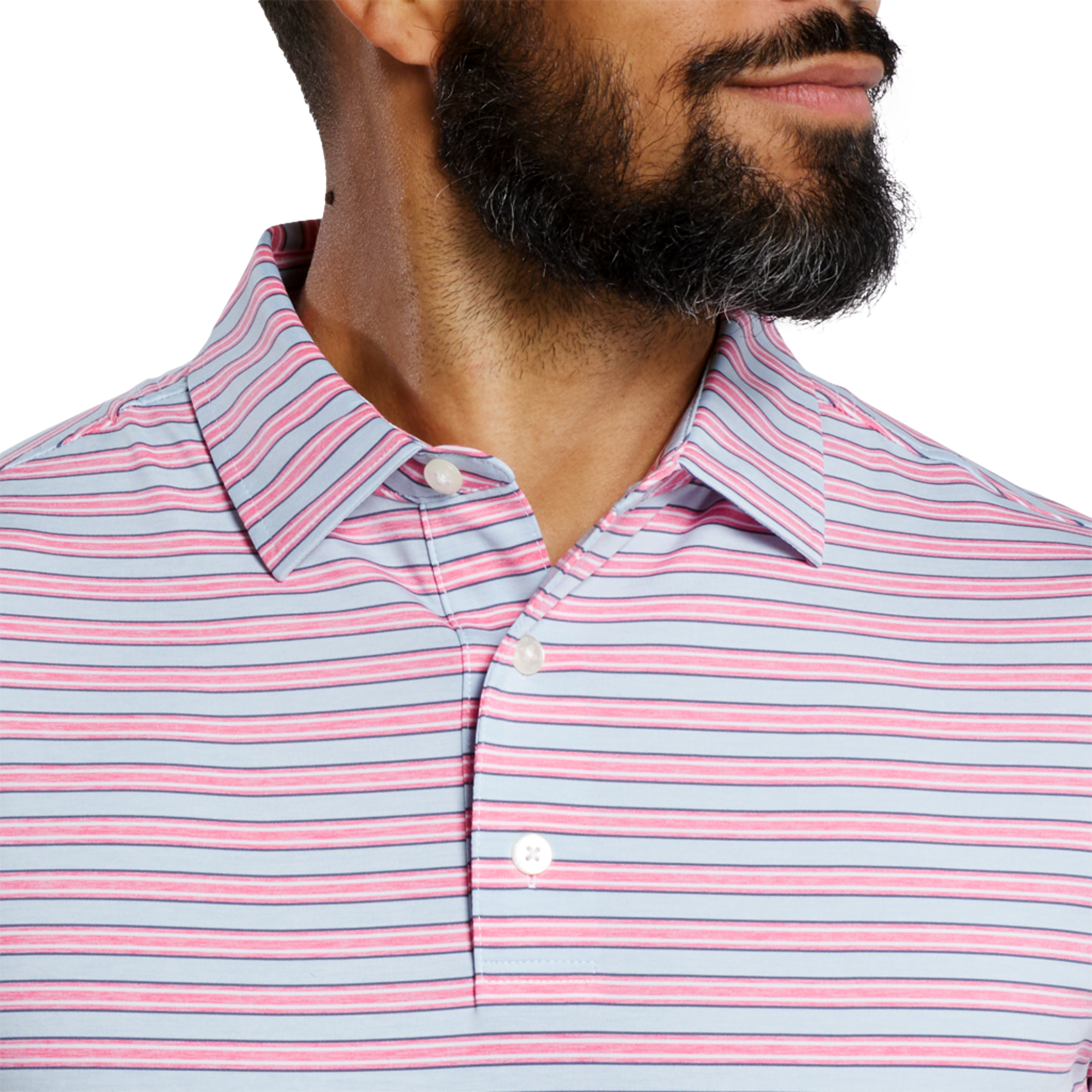 Heather Stripe Lisle Men's Short Sleeve Golf Polo Shirt