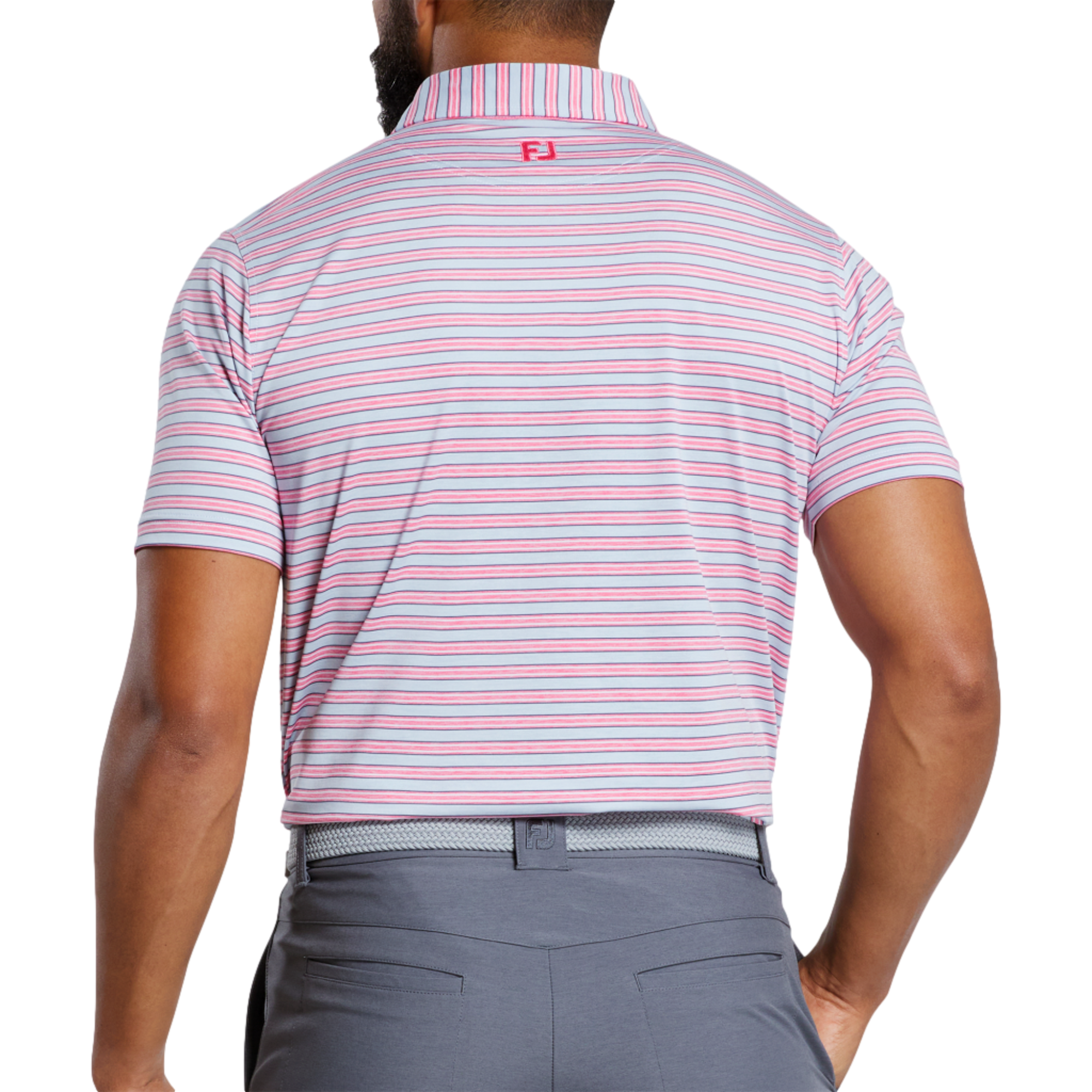 Heather Stripe Lisle Men's Short Sleeve Golf Polo Shirt