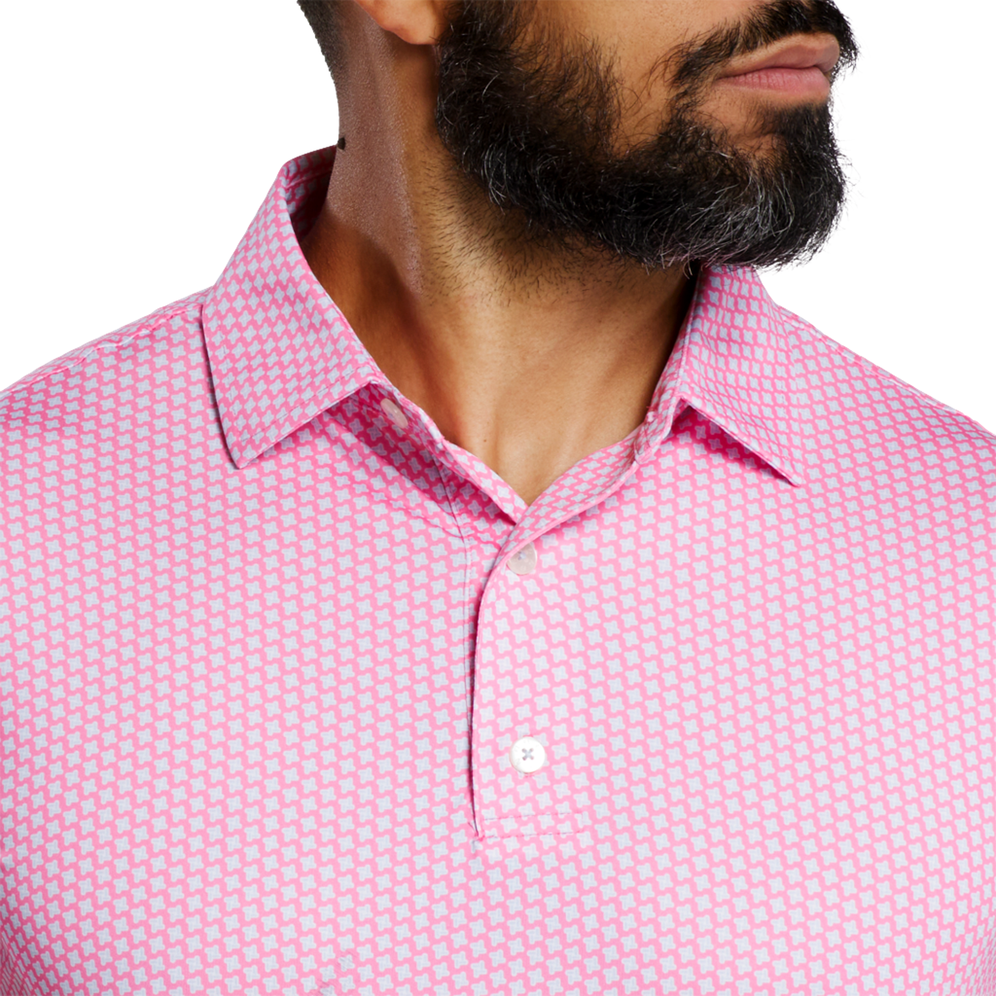 Houndstooth Geo Lisle Men's Short Sleeve Golf Polo Shirt