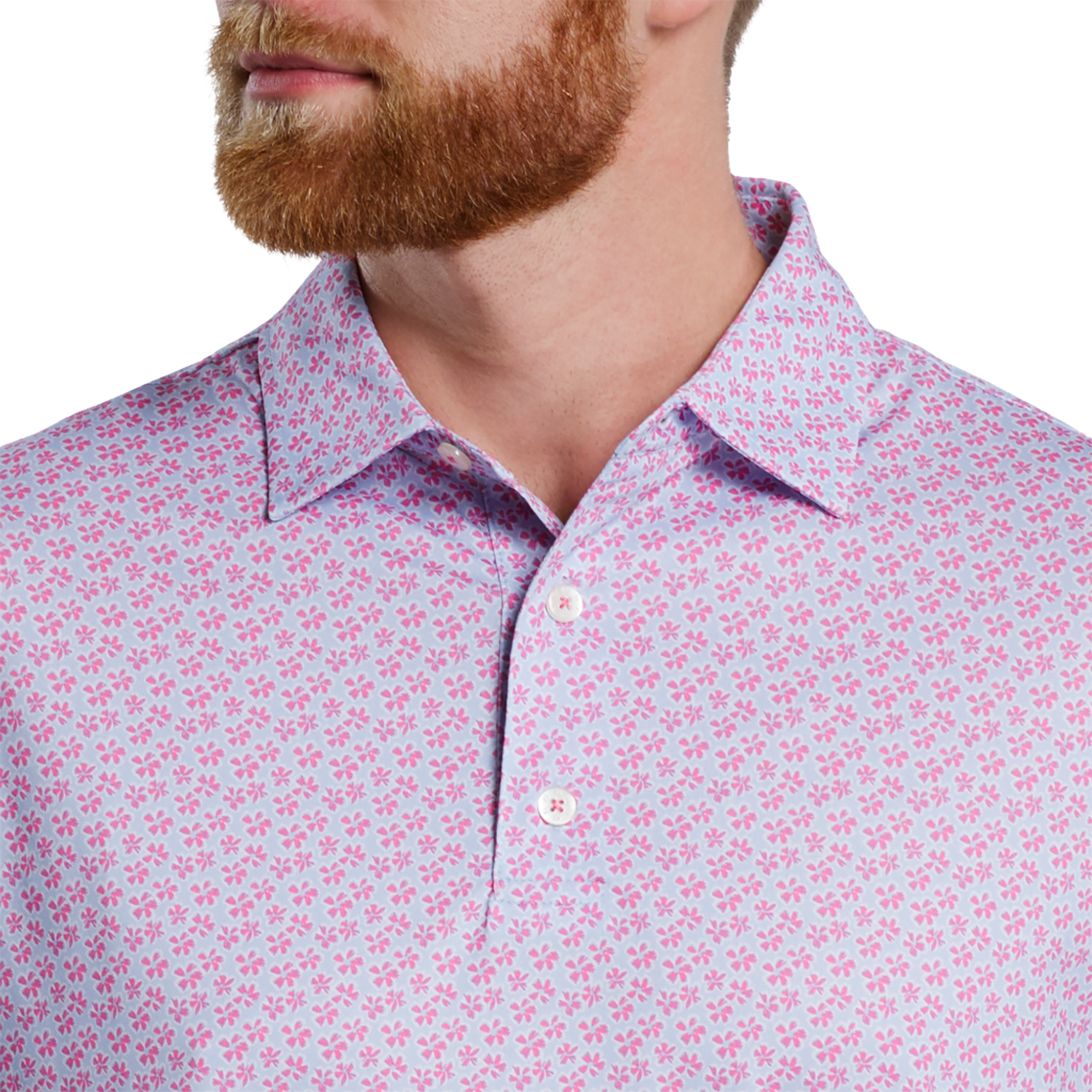 Floral Sketch Print Lisle Polo Shirt