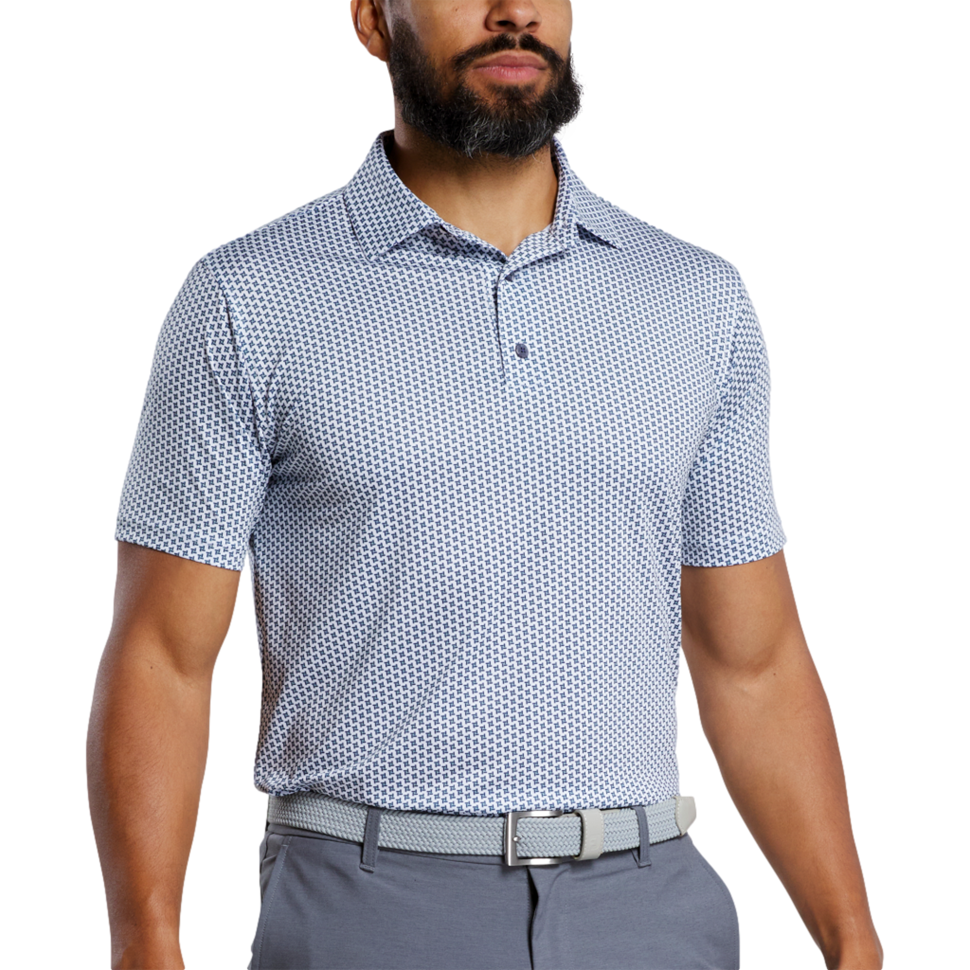 Houndstooth Geo Lisle Men's Golf Polo Shirt