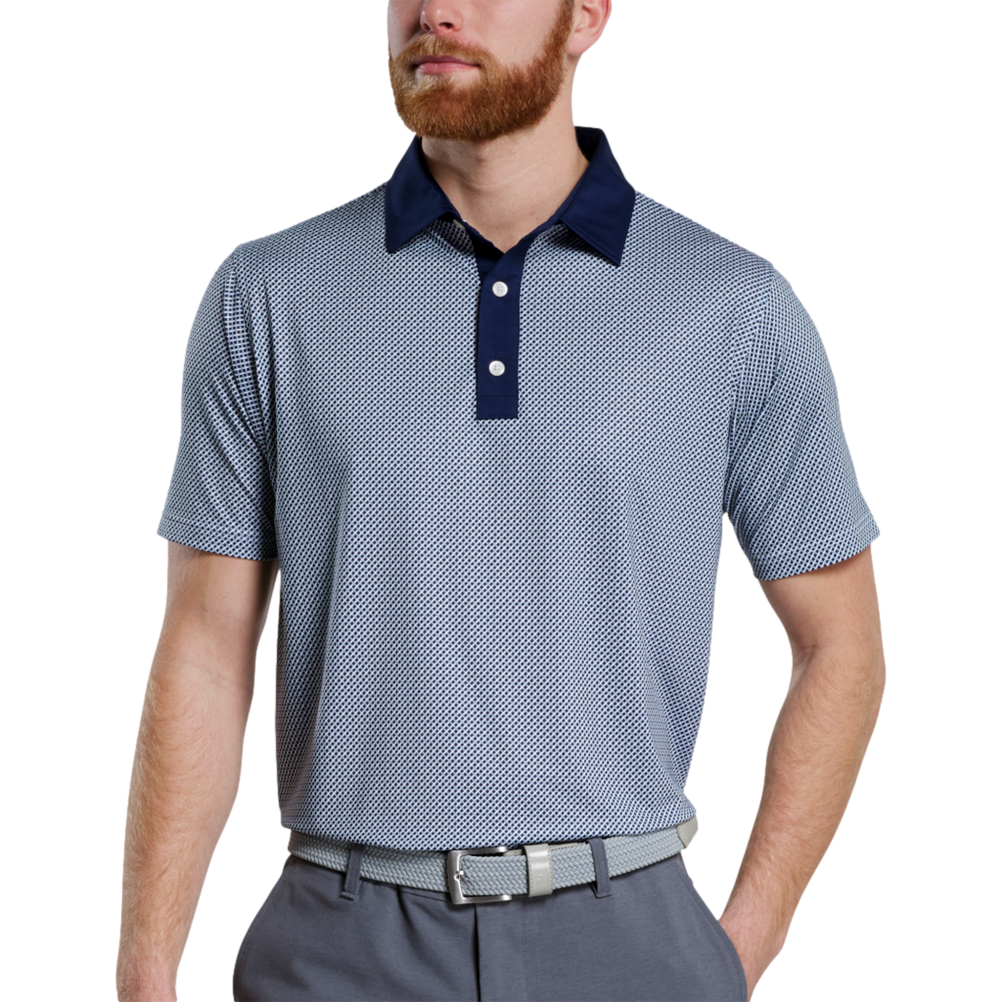 Lattice Print Lisle Men's Golf Polo Shirt