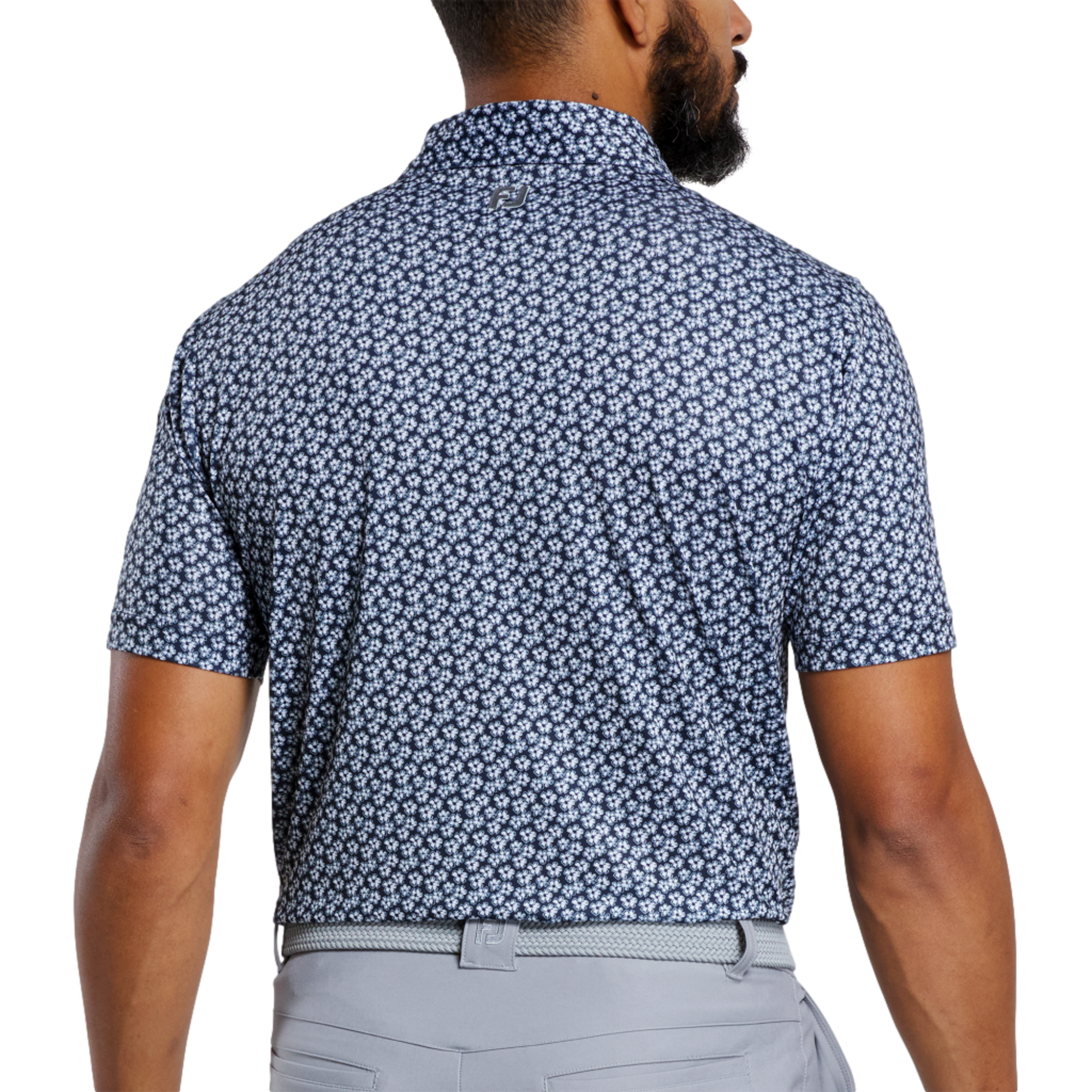 Floral Sketch Print Lisle Men's Short Sleeve Golf Polo Shirt