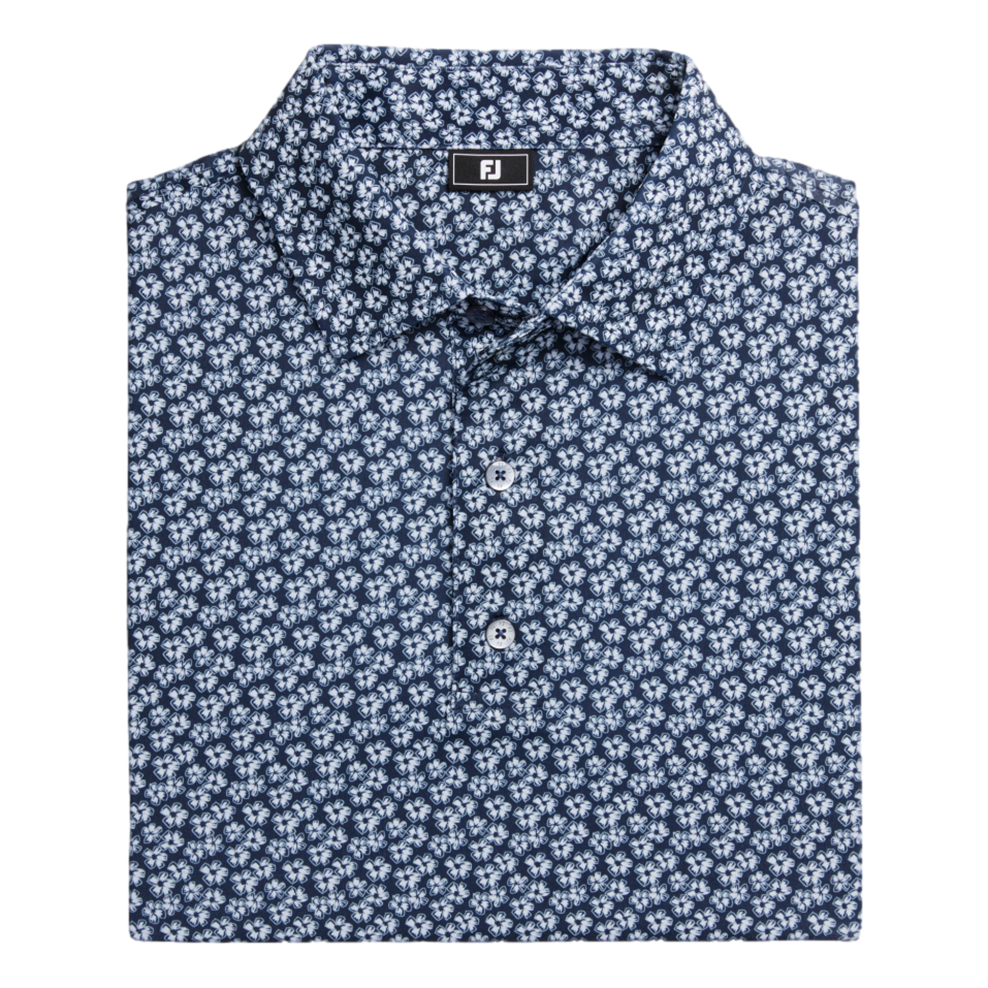 Floral Sketch Print Lisle Men's Short Sleeve Golf Polo Shirt