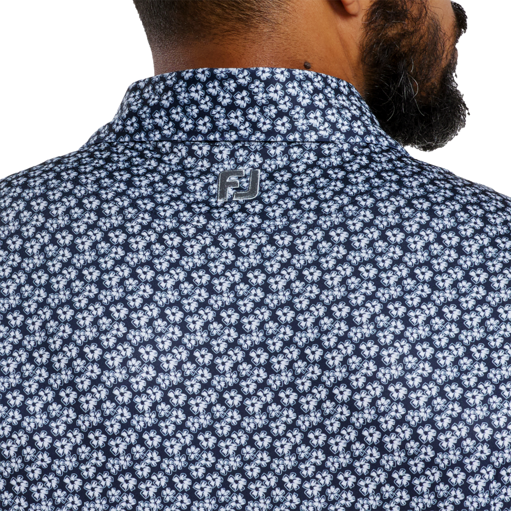 Floral Sketch Print Lisle Men's Short Sleeve Golf Polo Shirt