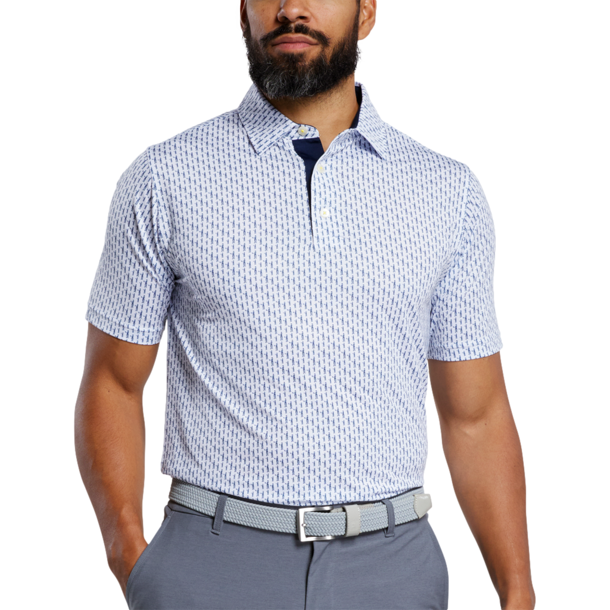 Figure Print Lisle Men's Golf Polo Shirt